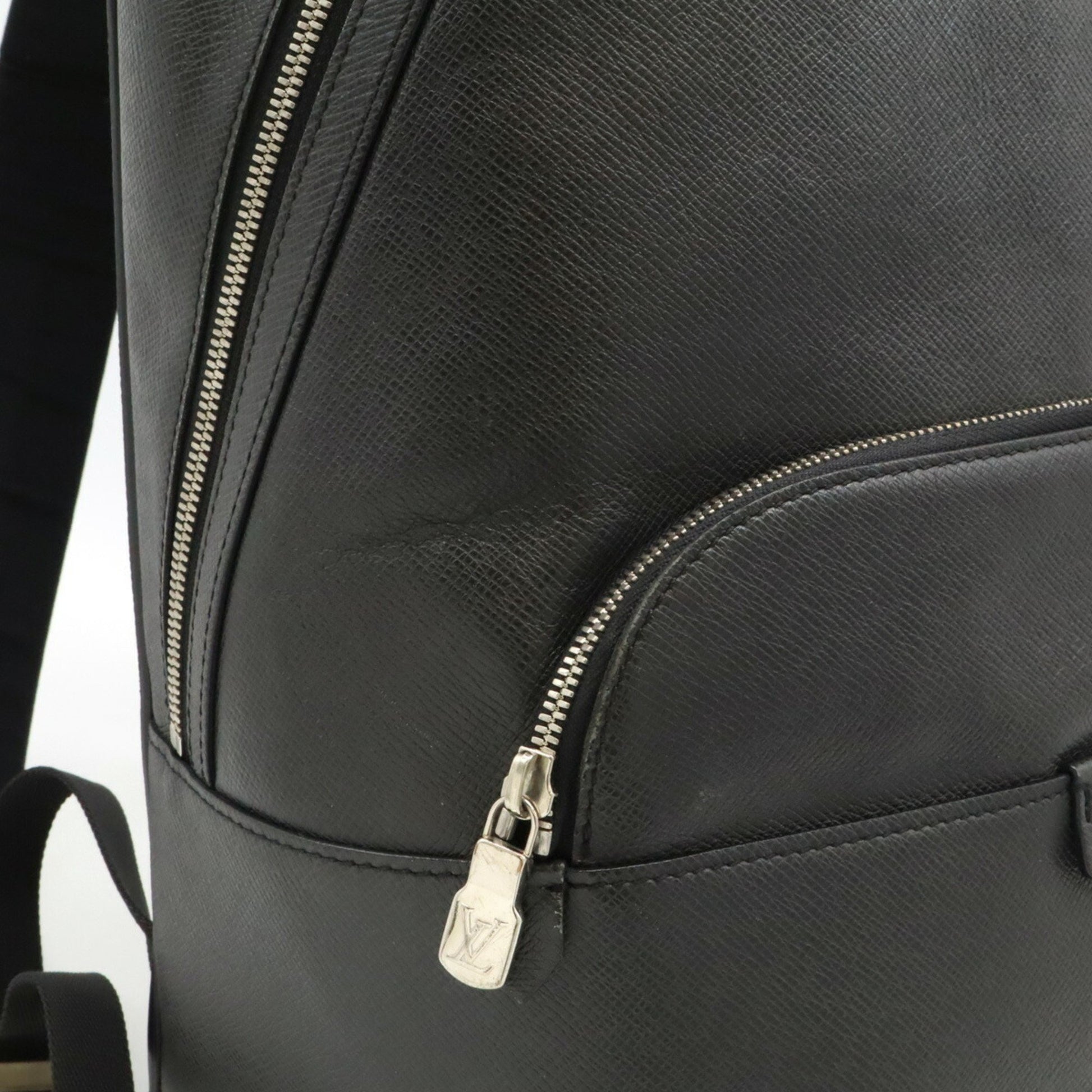 Louis Vuitton Anton, Black, Leather, backpack