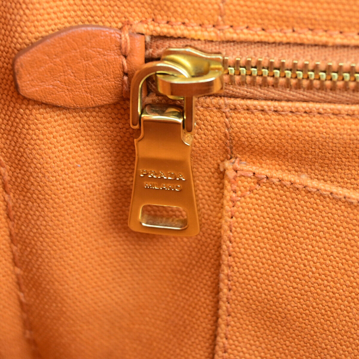 Prada Canapa, Orange, Canvas, handbag