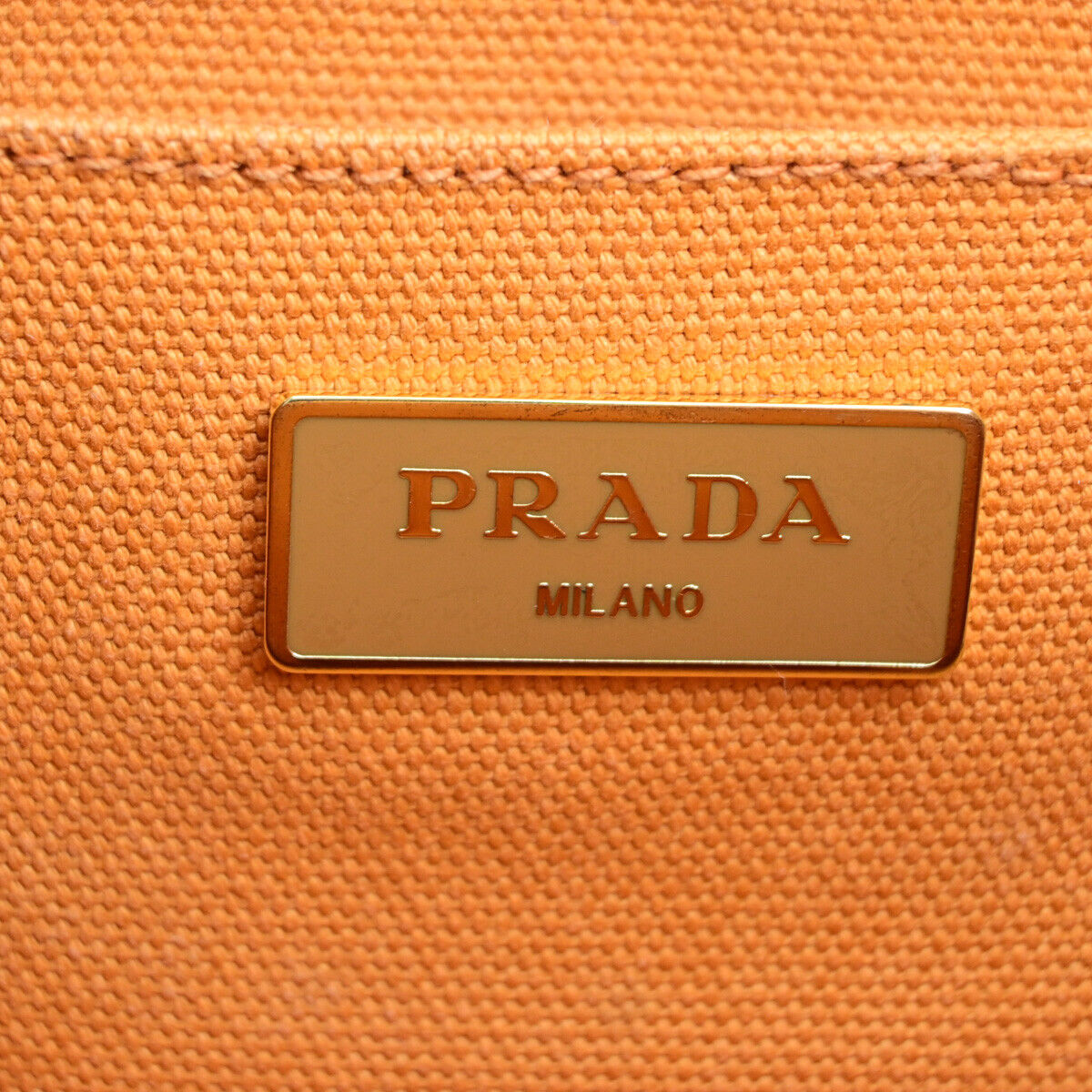 Prada Canapa, Orange, Canvas, handbag