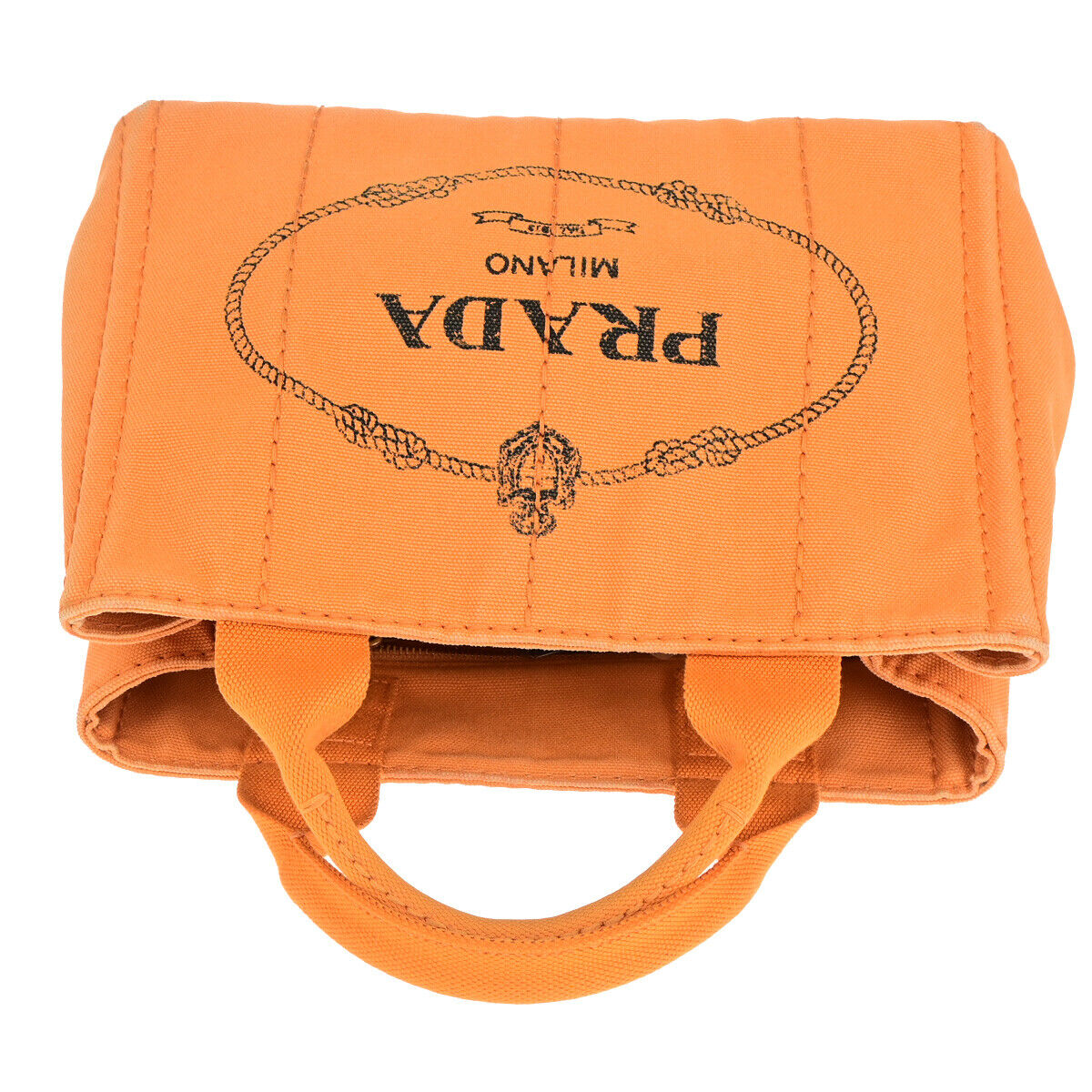 Prada Canapa, Orange, Canvas, handbag