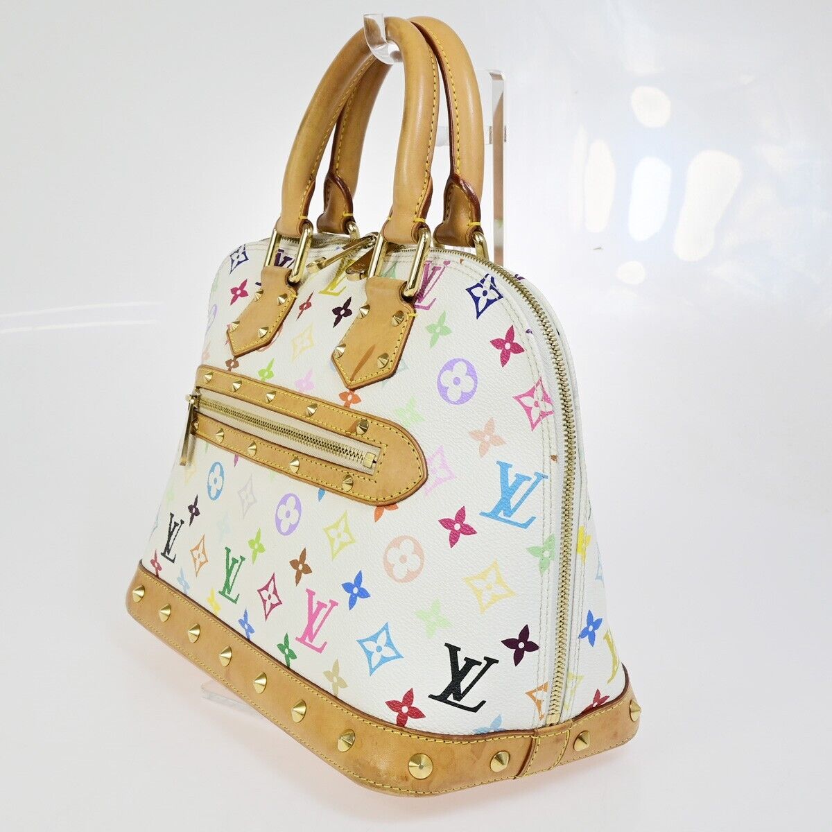 Louis Vuitton Alma, White, Canvas, handbag