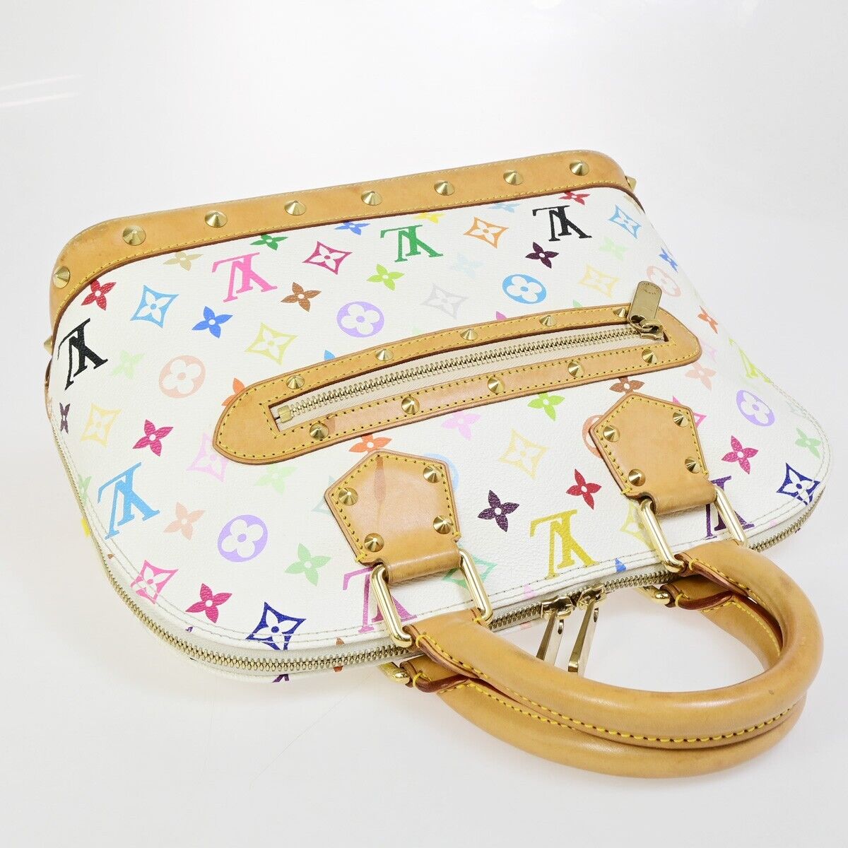 Louis Vuitton Alma, White, Canvas, handbag