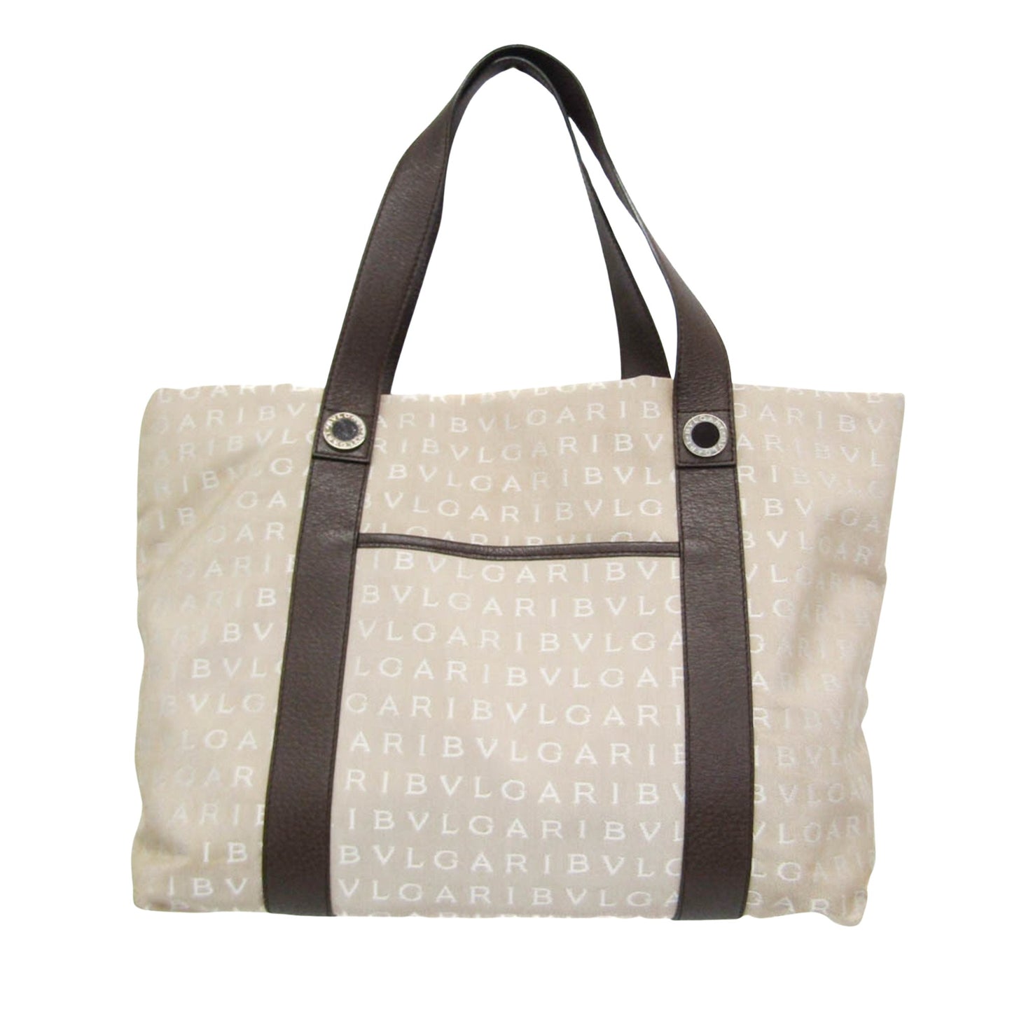 Bulgari Logo mania, Beige, Canvas, tote