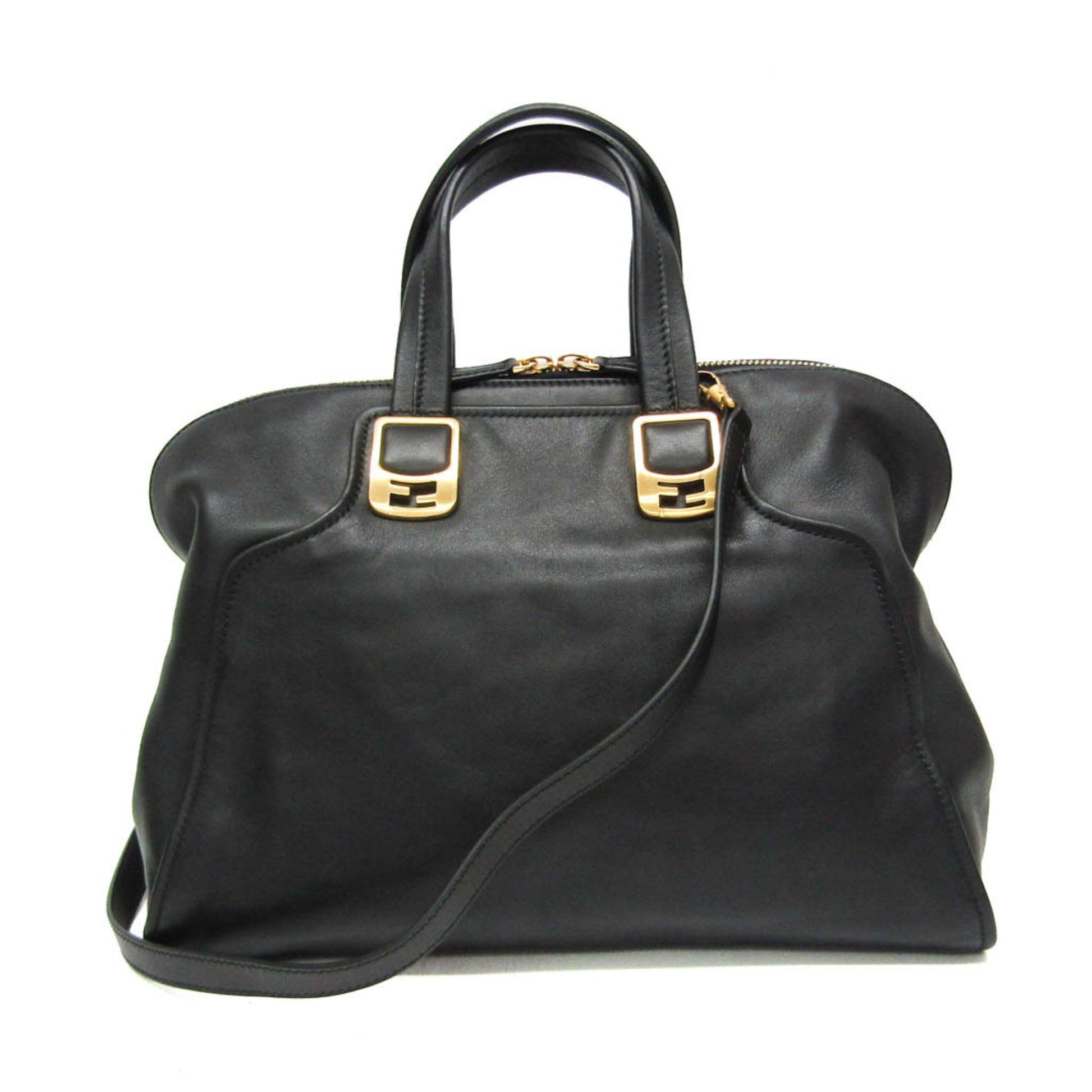 Fendi Chameleon, Black, Leather, handbag