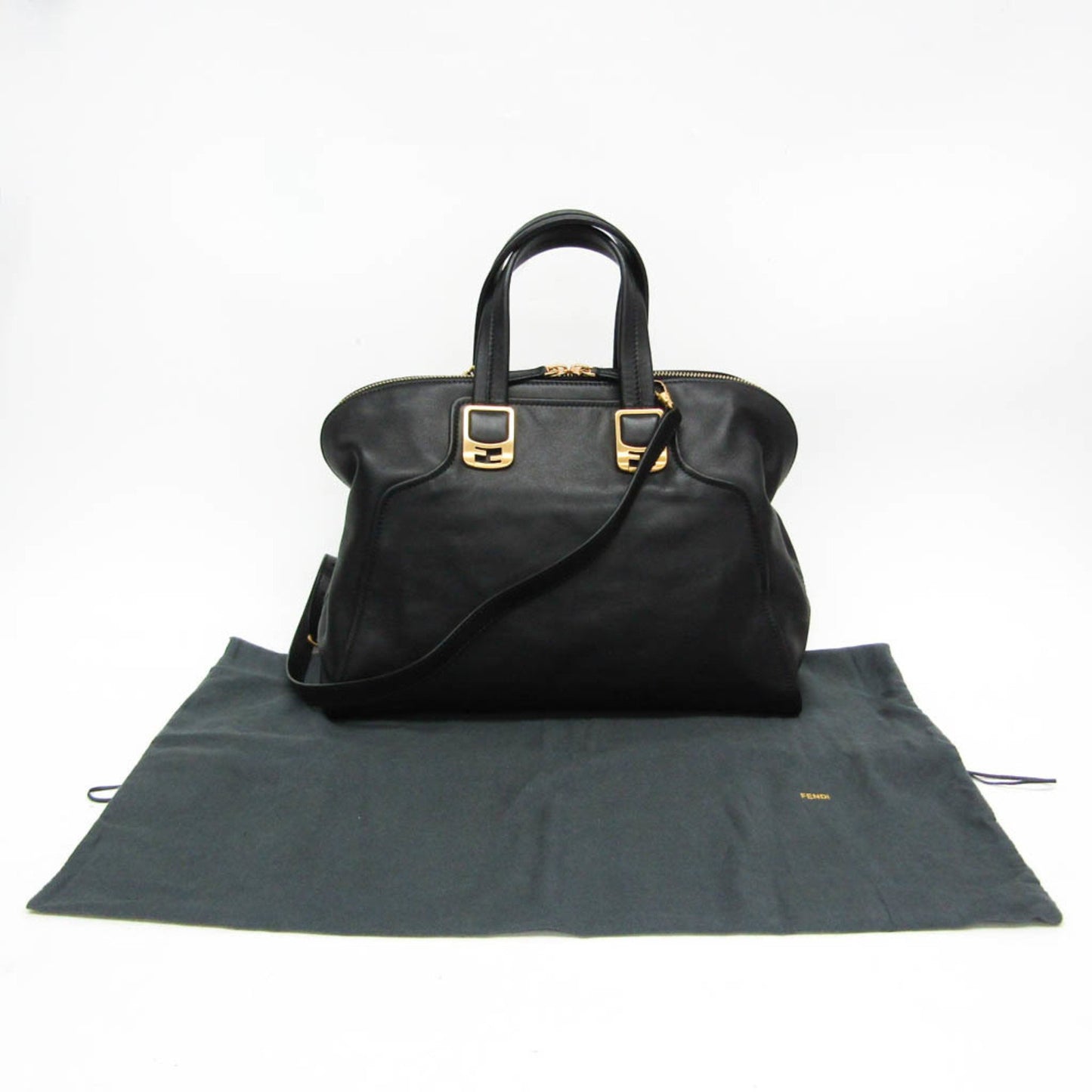 Fendi Chameleon, Black, Leather, handbag