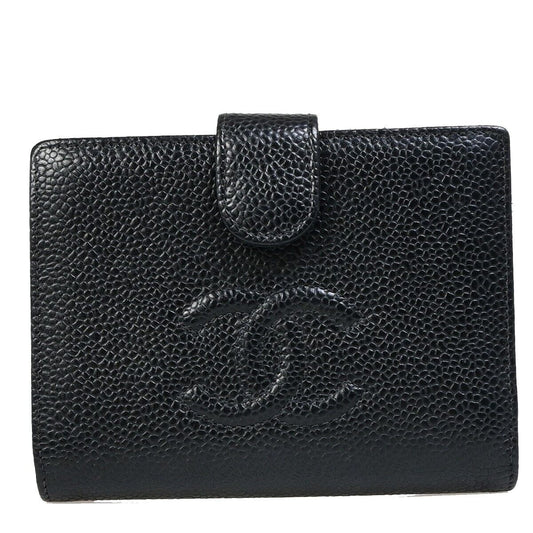 Chanel Logo CC, Black, Leather, wallet