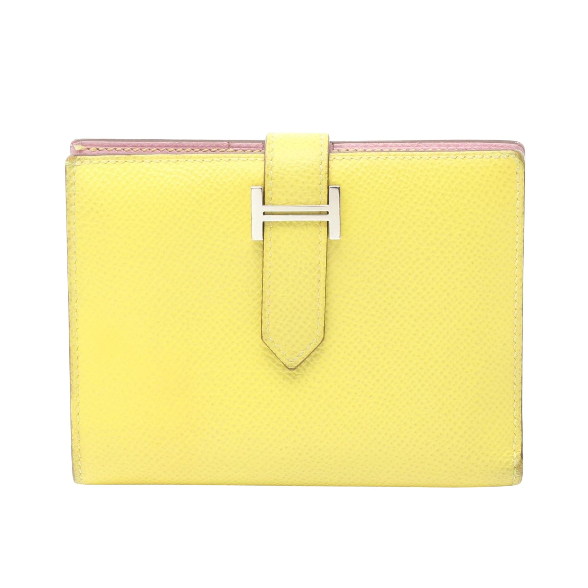 Hermès Béarn, Yellow, Leather, wallet