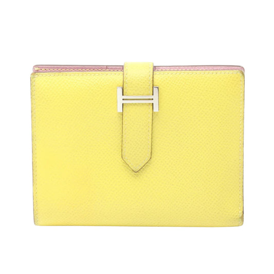 Hermès Béarn, Yellow, Leather, wallet