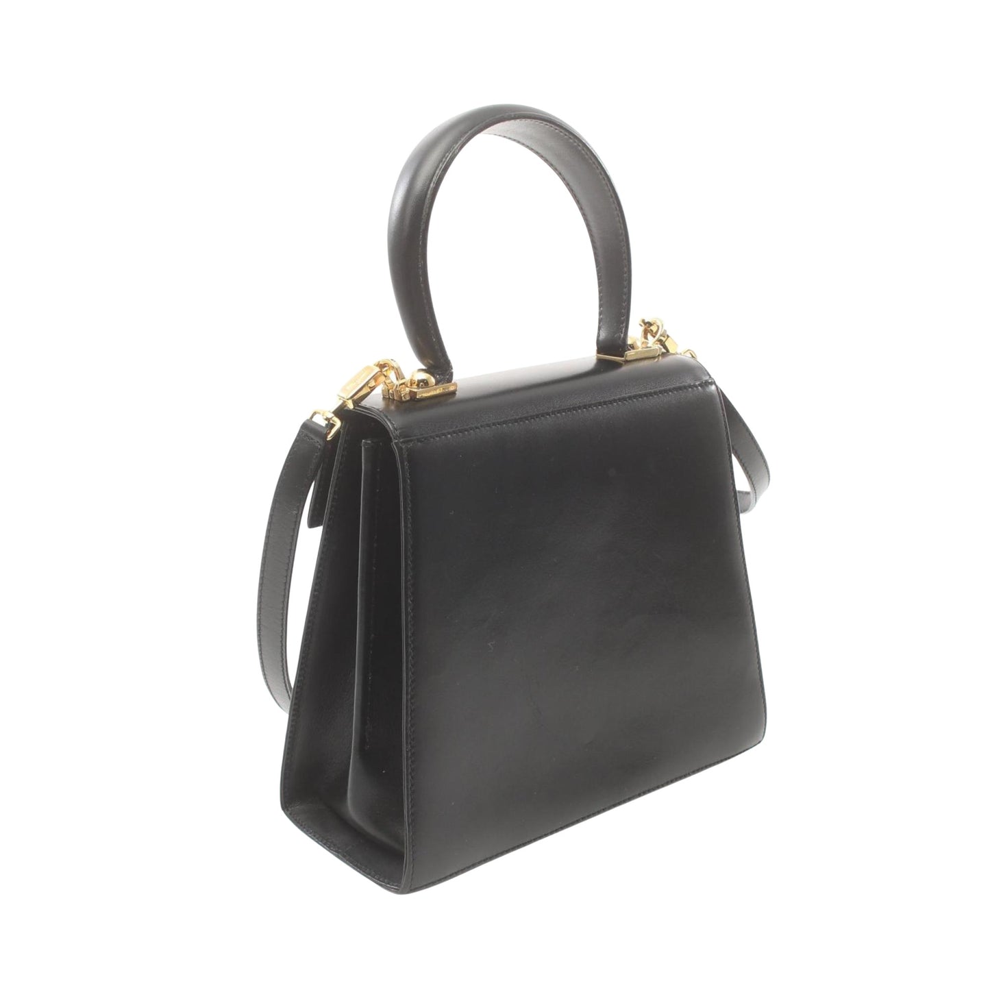 Salvatore Ferragamo Gancini, Black, Leather, handbag