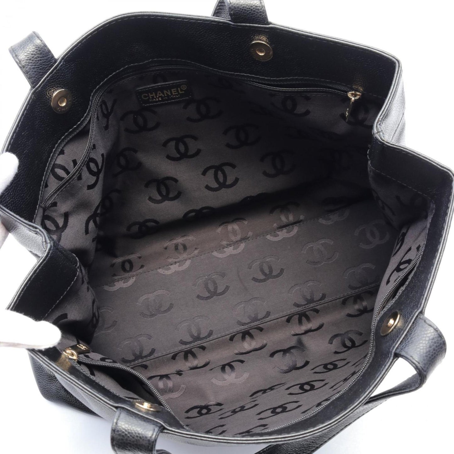 Chanel Logo CC, Black, Leather, tote