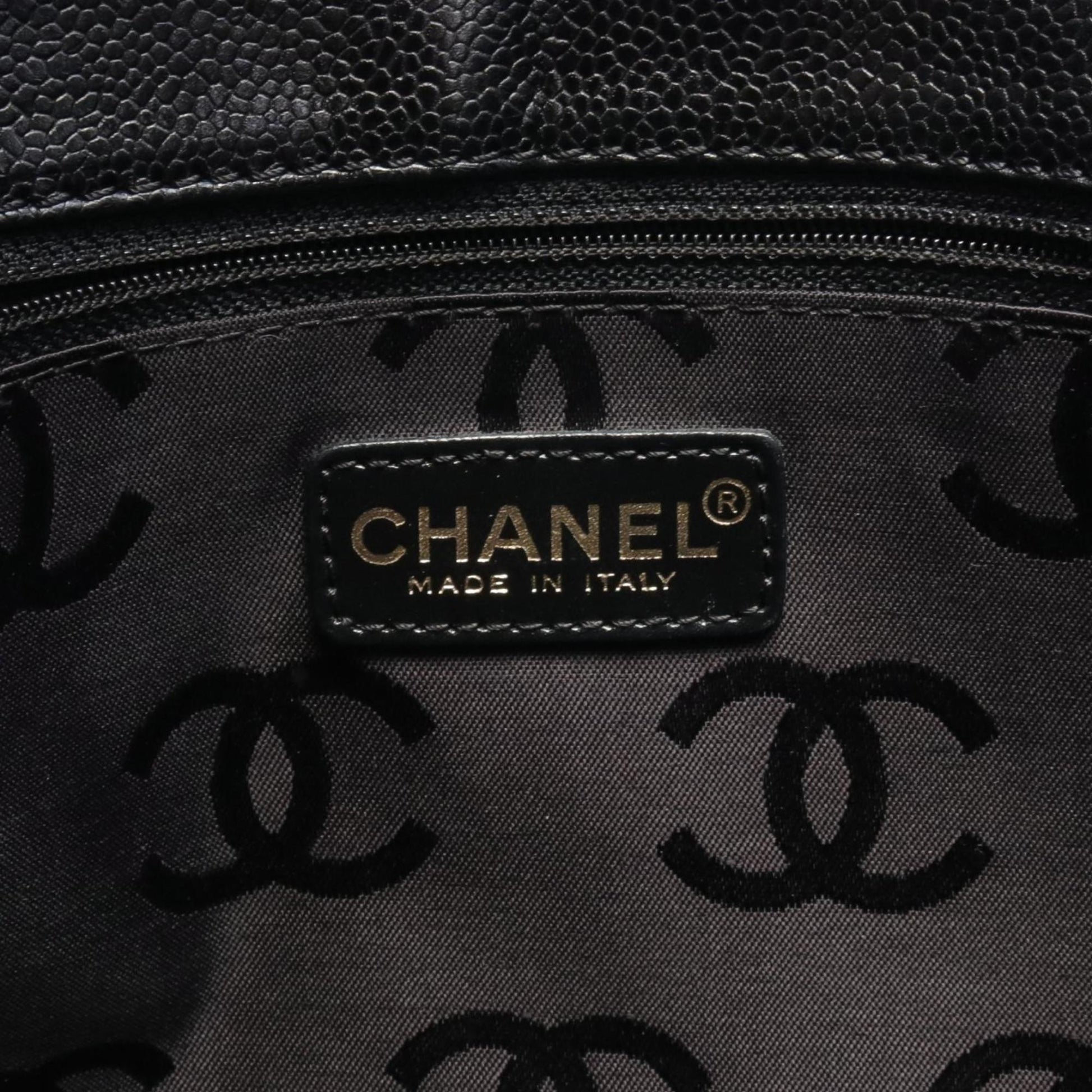 Chanel Logo CC, Black, Leather, tote