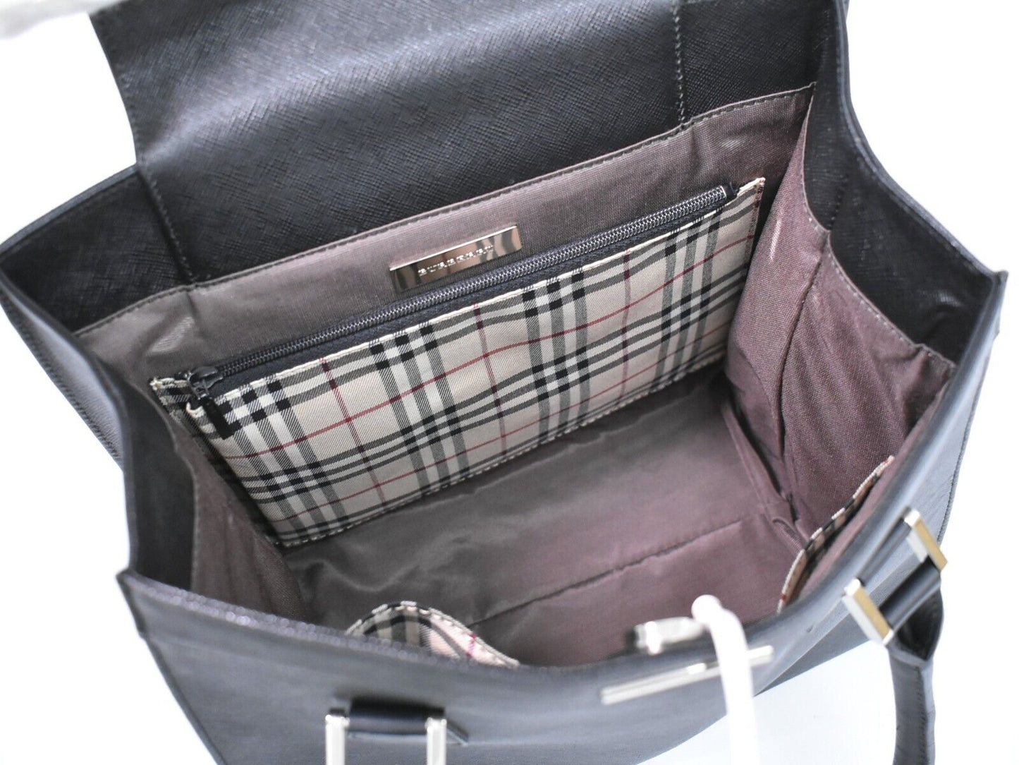 Burberry Nova Check, Black, Leather, tote