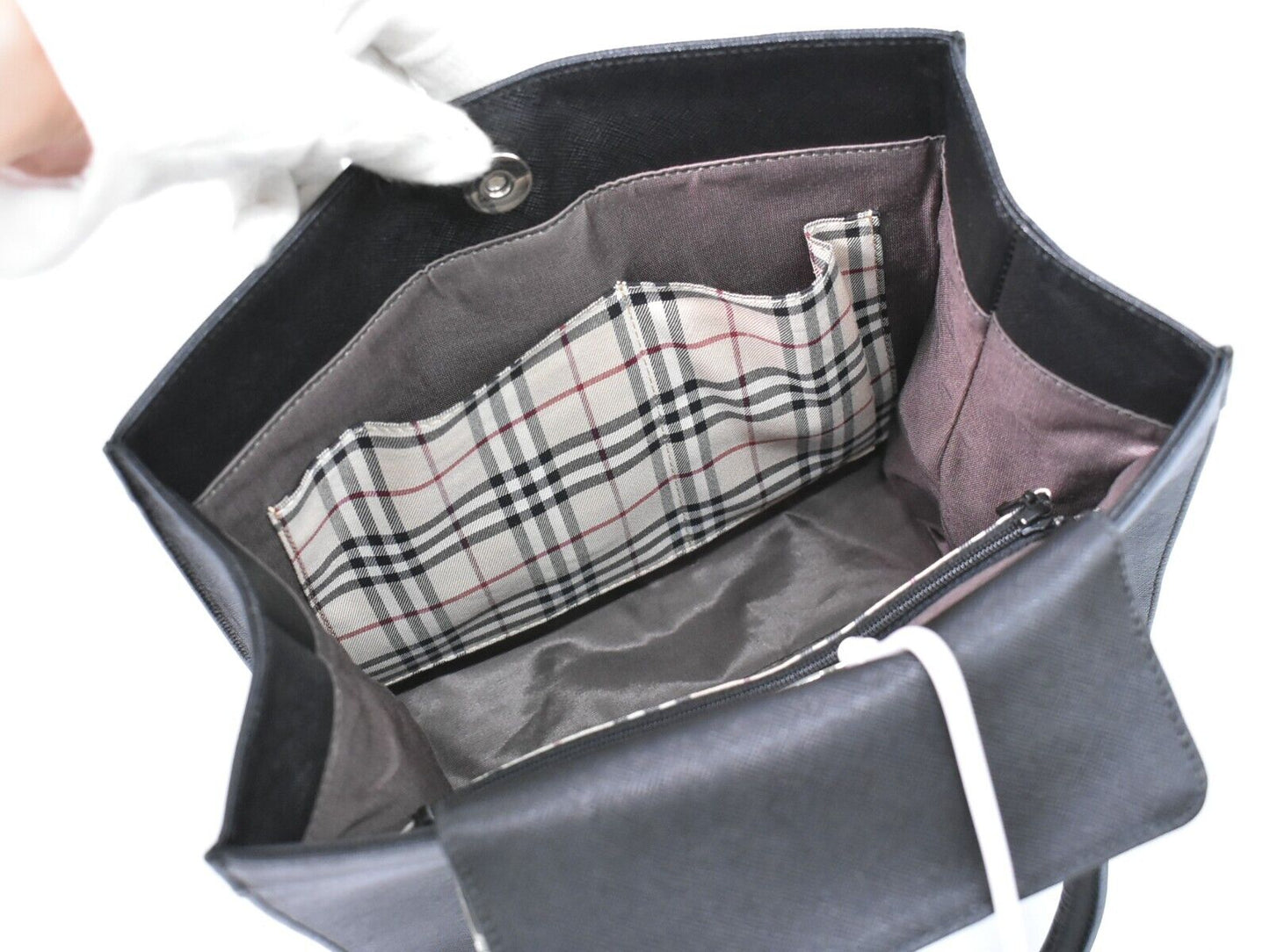 Burberry Nova Check, Black, Leather, tote