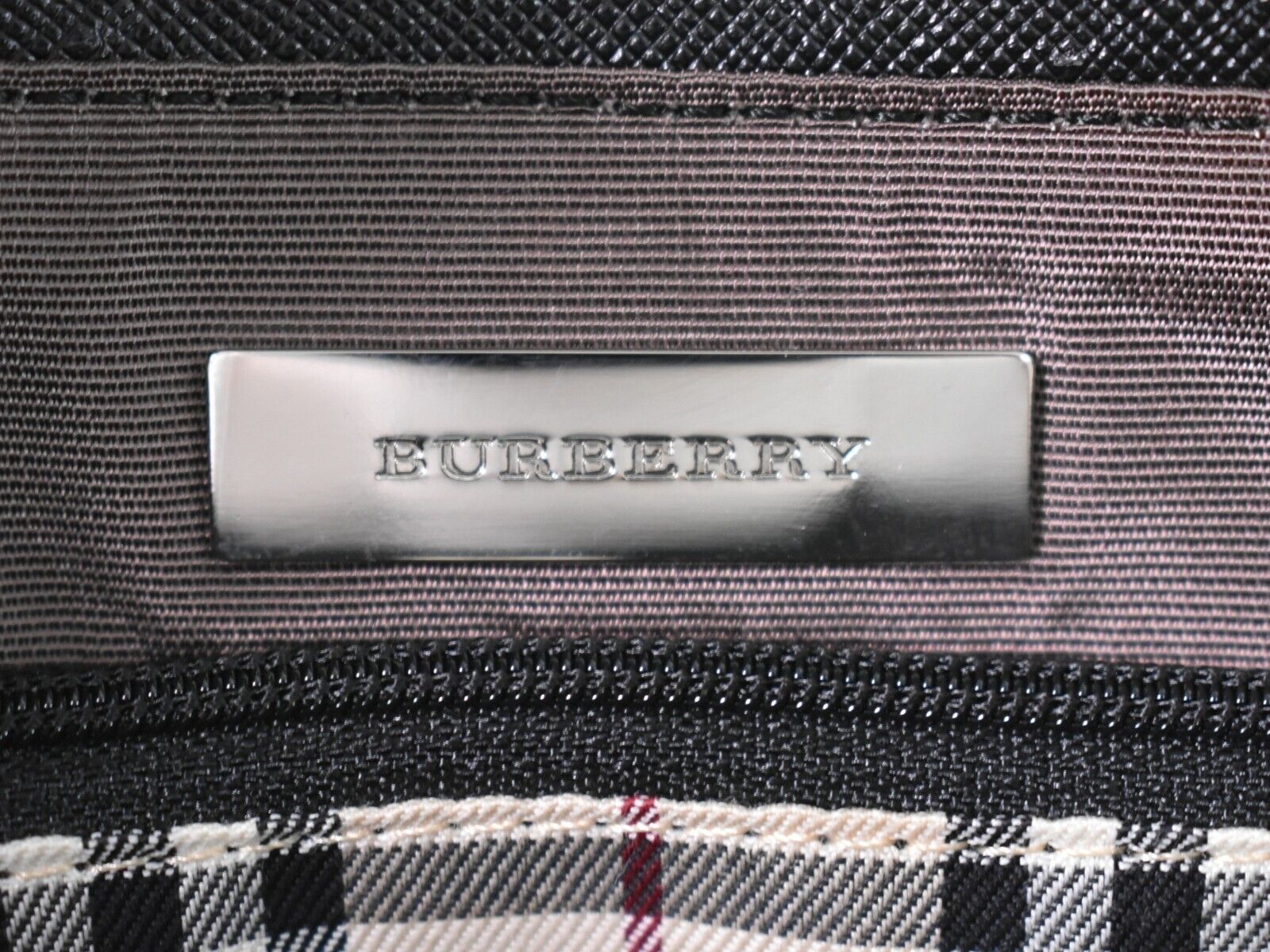 Burberry Nova Check, Black, Leather, tote