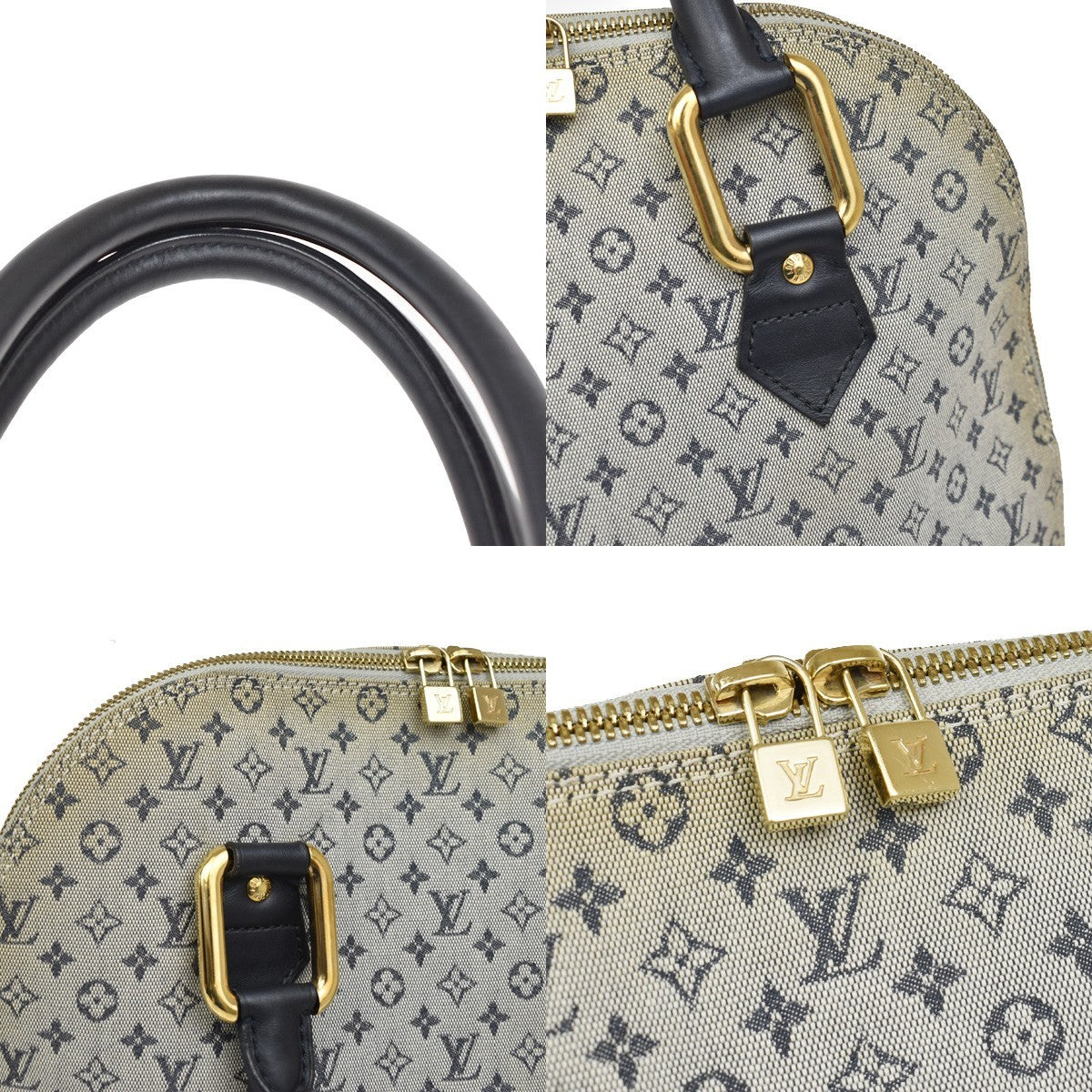 Louis Vuitton Alma Mini Lin, Blue, Canvas, Handbag