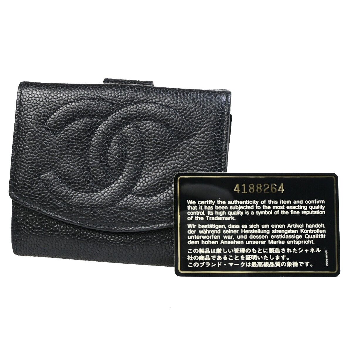 Chanel Logo CC, Black, Leather, wallet