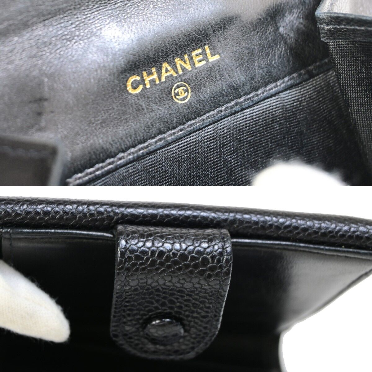 Chanel Logo CC, Black, Leather, wallet