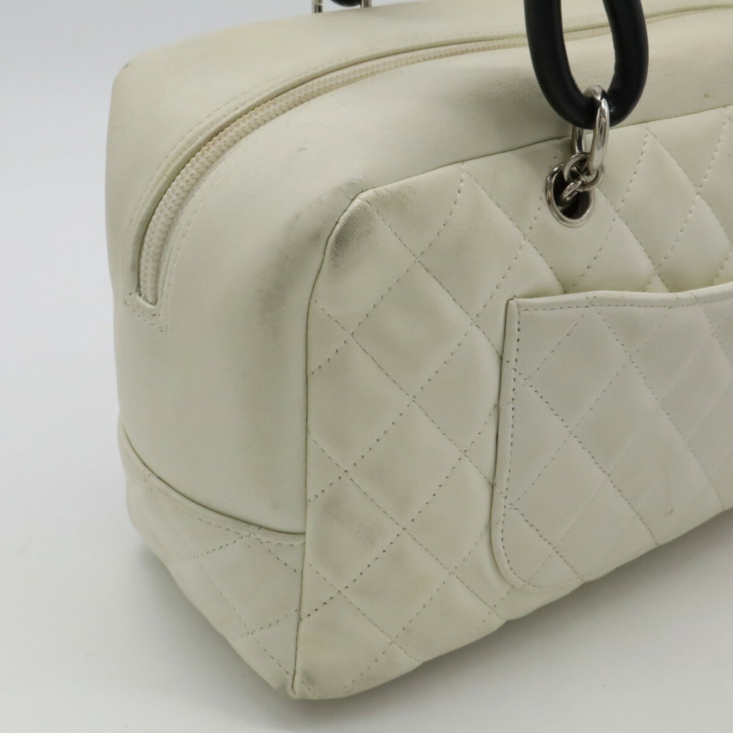 Chanel Cambon, White, Leather, shoulder