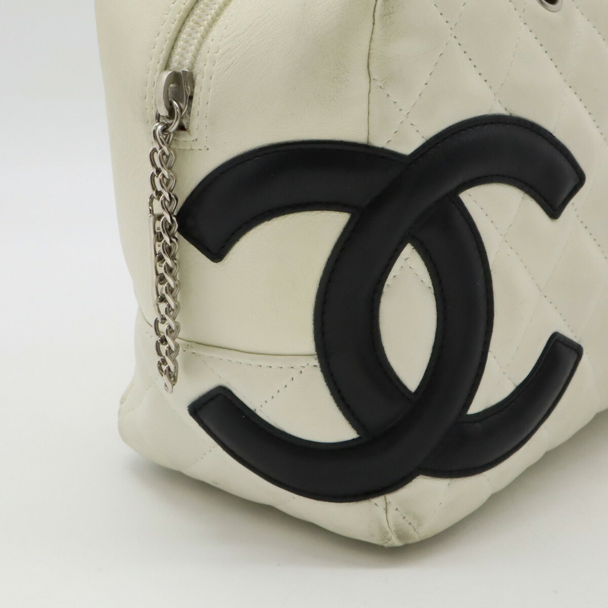 Chanel Cambon, White, Leather, shoulder