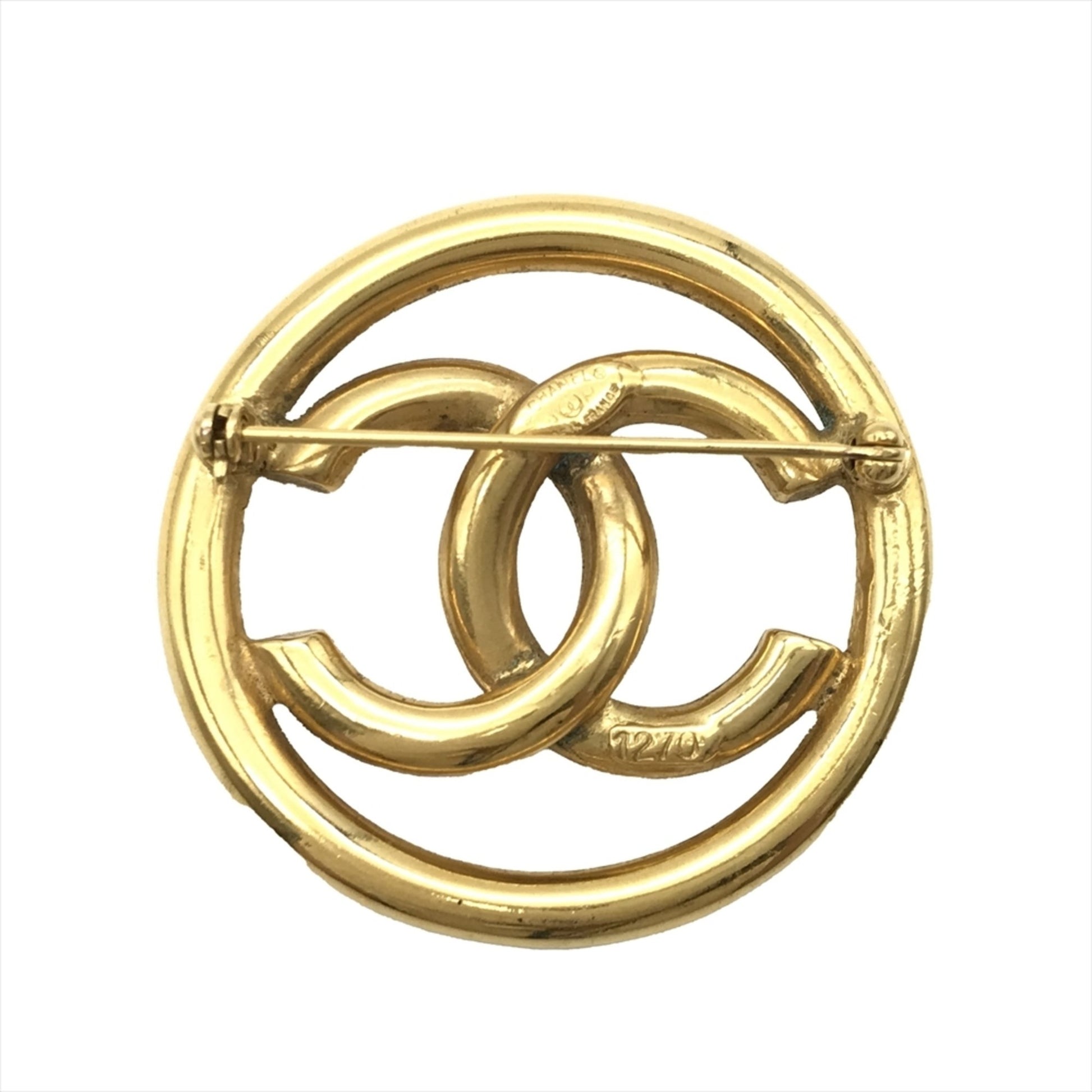 Chanel Logo CC, Gold, Gold Plated, brooch