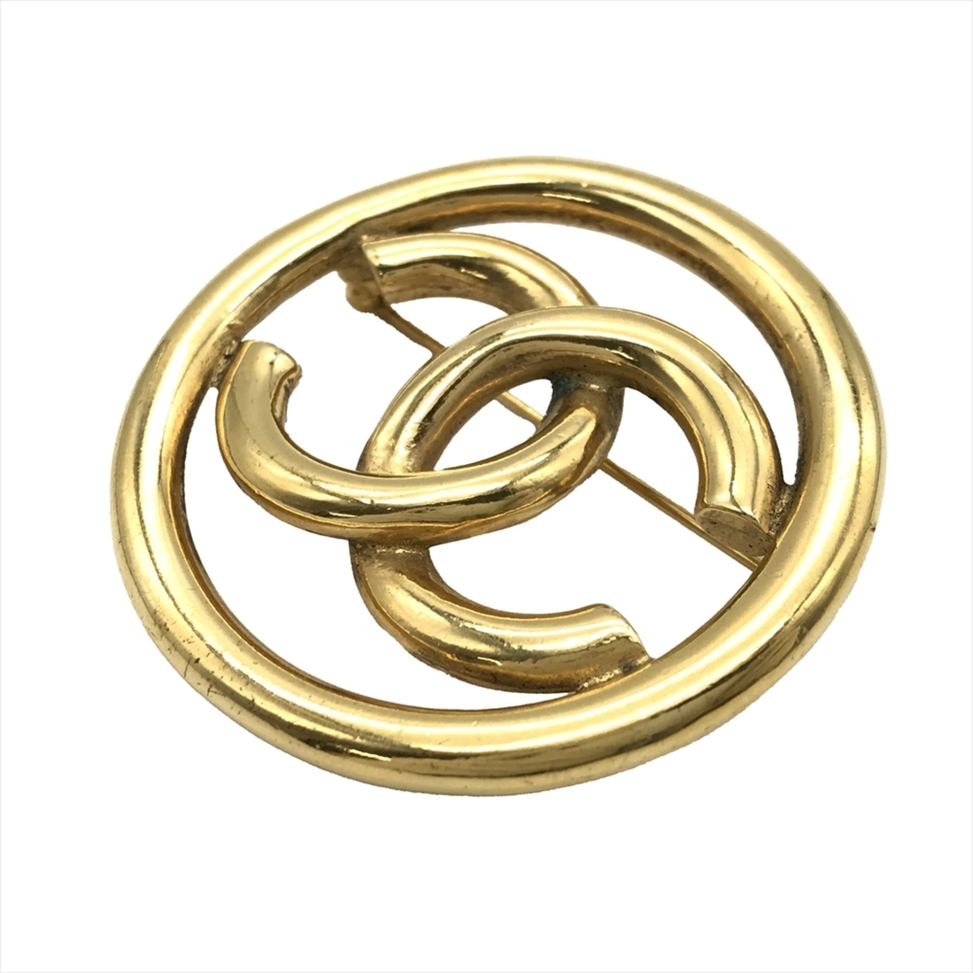 Chanel Logo CC, Gold, Gold Plated, brooch