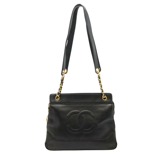 Chanel Logo CC, Black, Leather, tote