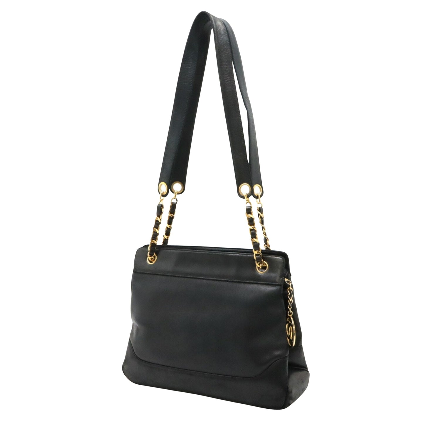 Chanel Logo CC, Black, Leather, tote