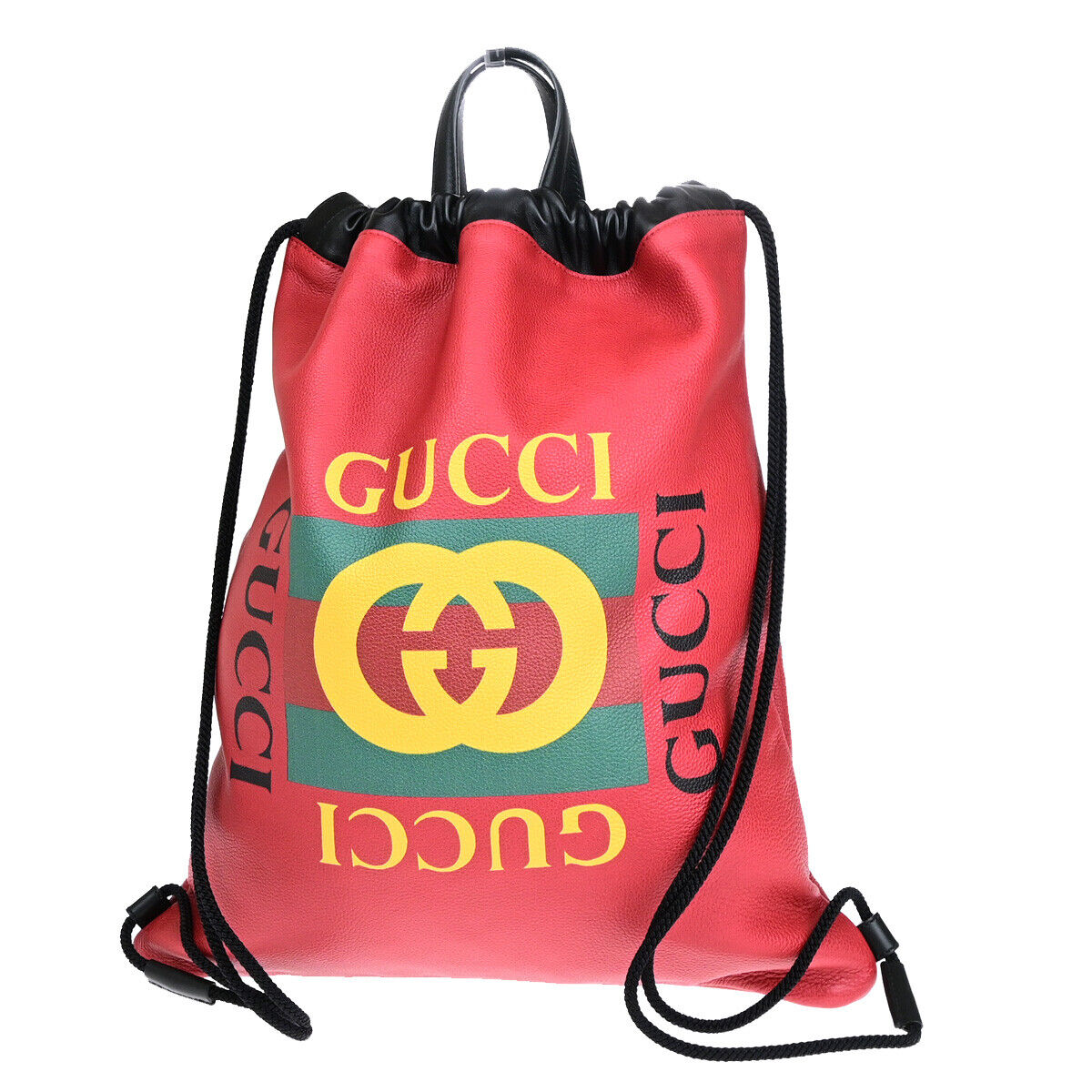 Gucci Drawstring, Red, Leather, backpack