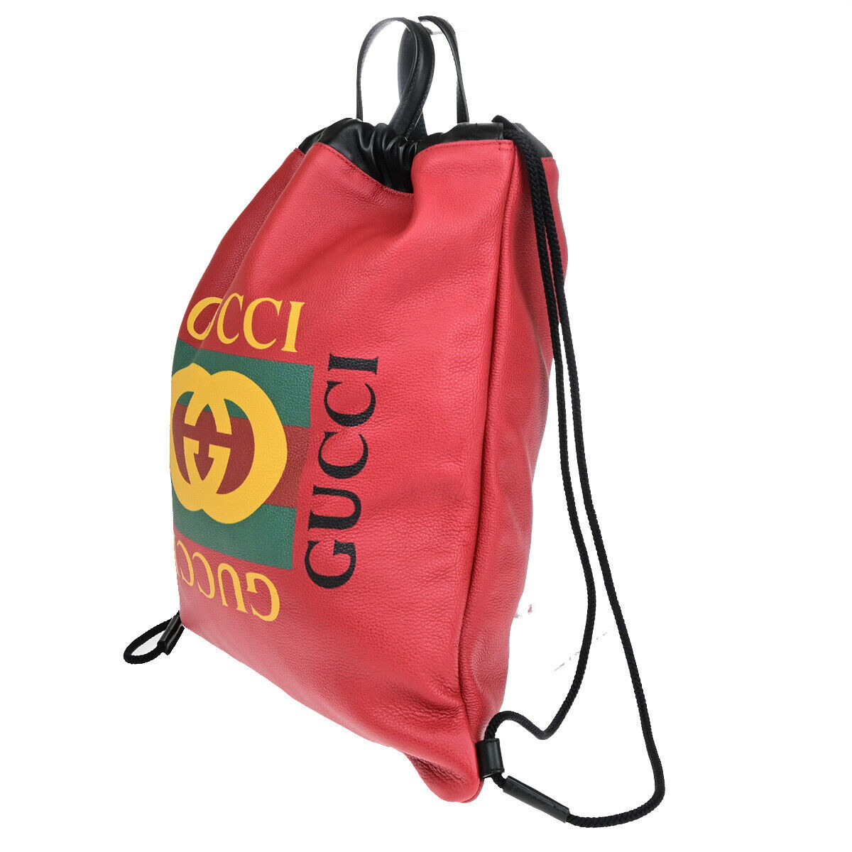 Gucci Drawstring, Red, Leather, backpack