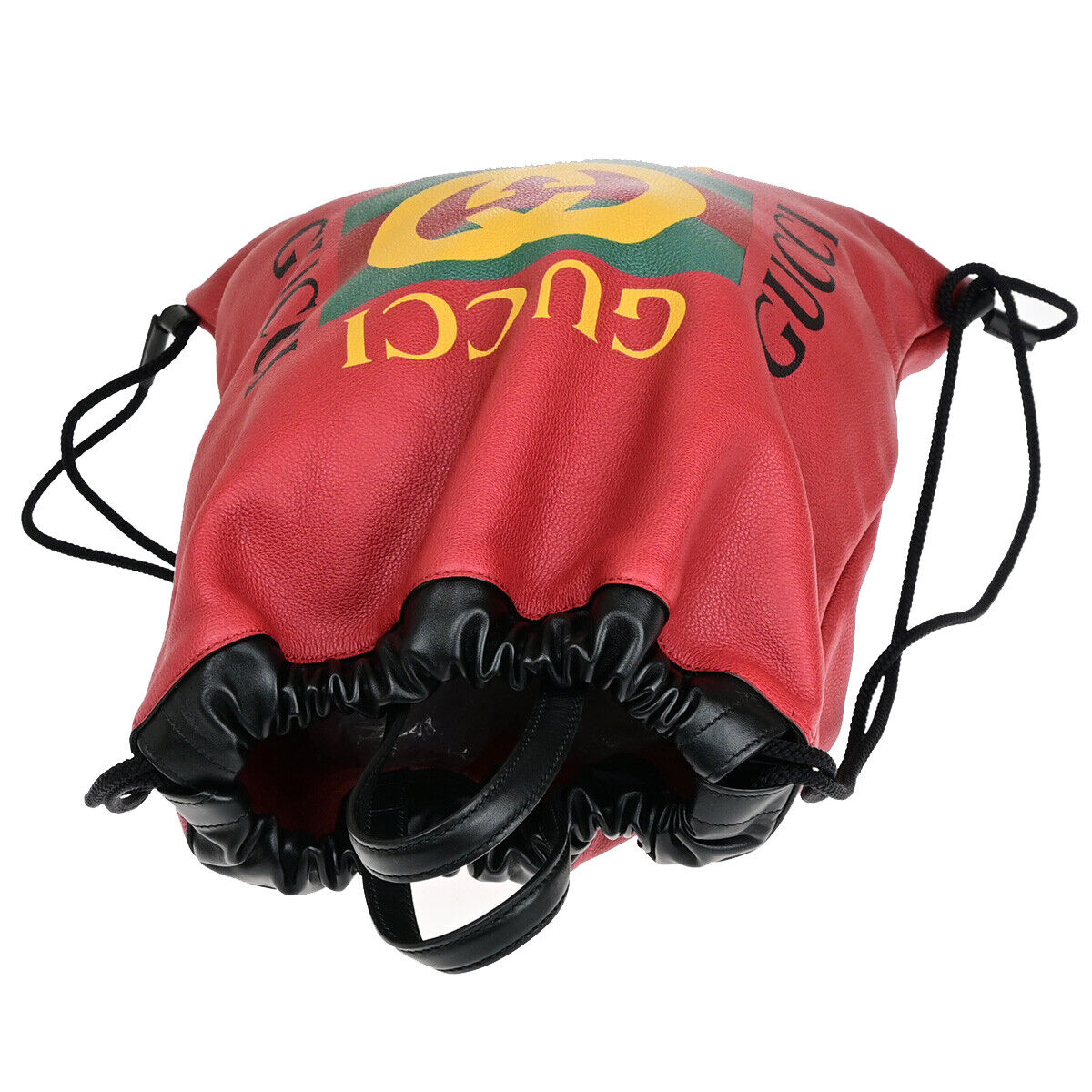 Gucci Drawstring, Red, Leather, backpack