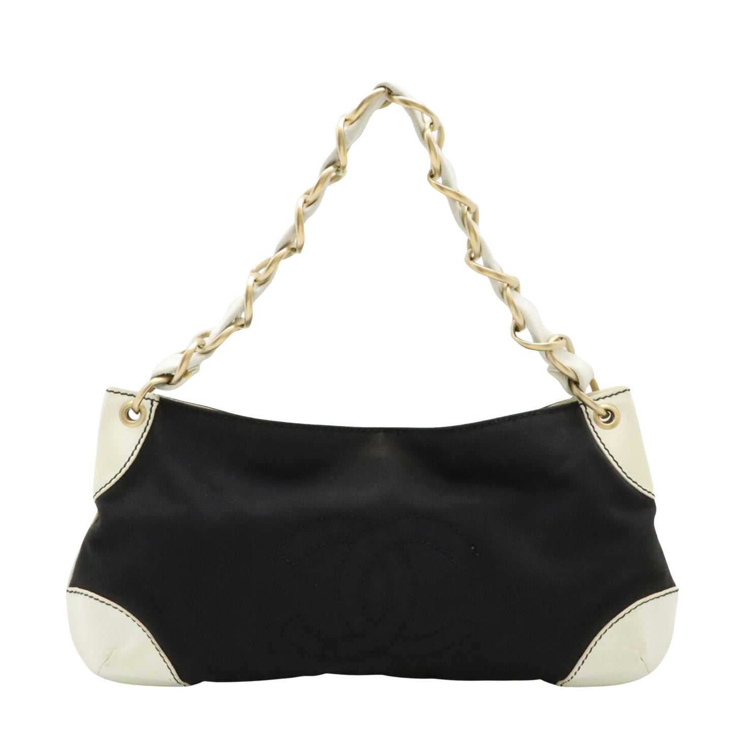 Chanel Logo CC, Black, Canvas, shoulder