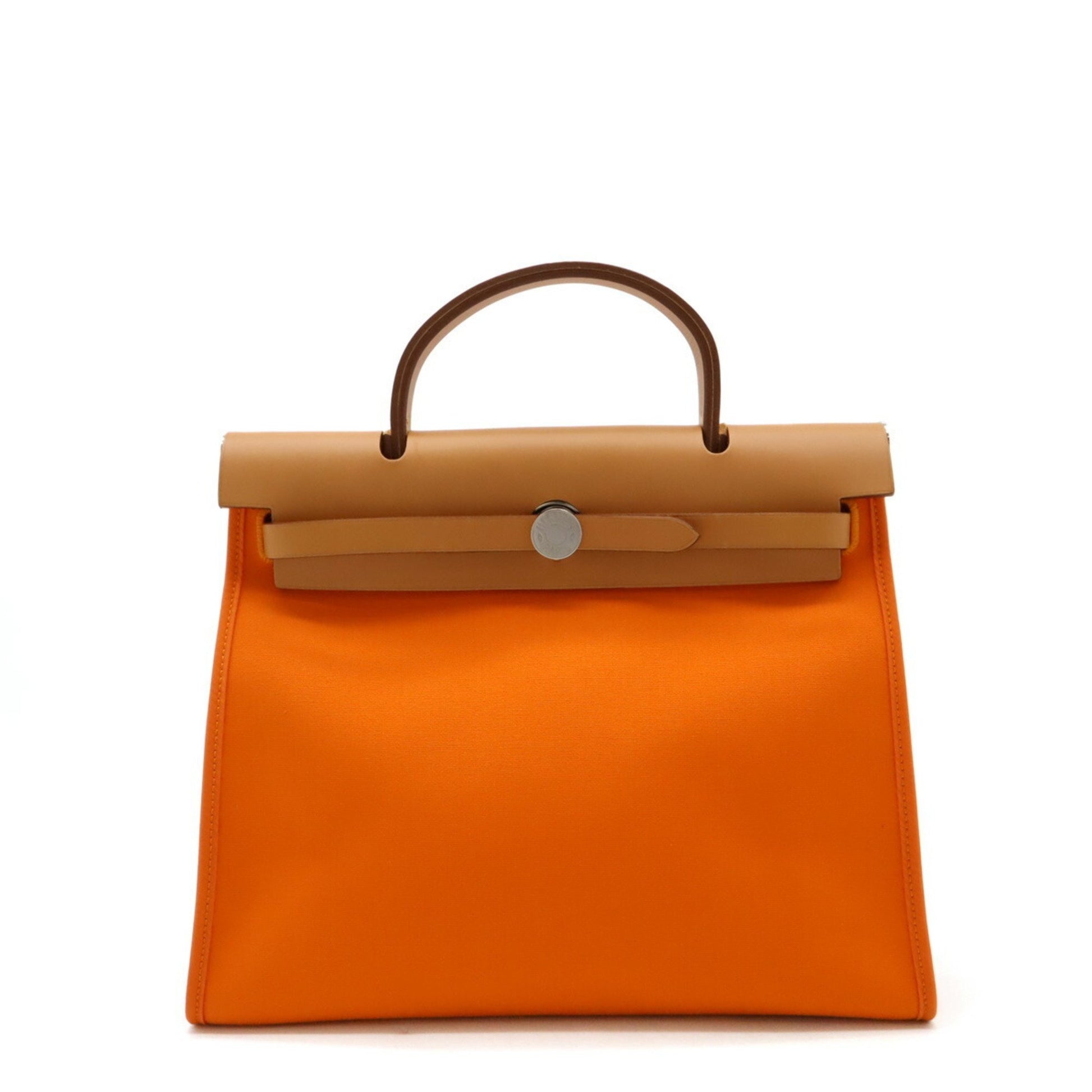 Hermès Herbag, Orange, Canvas, handbag