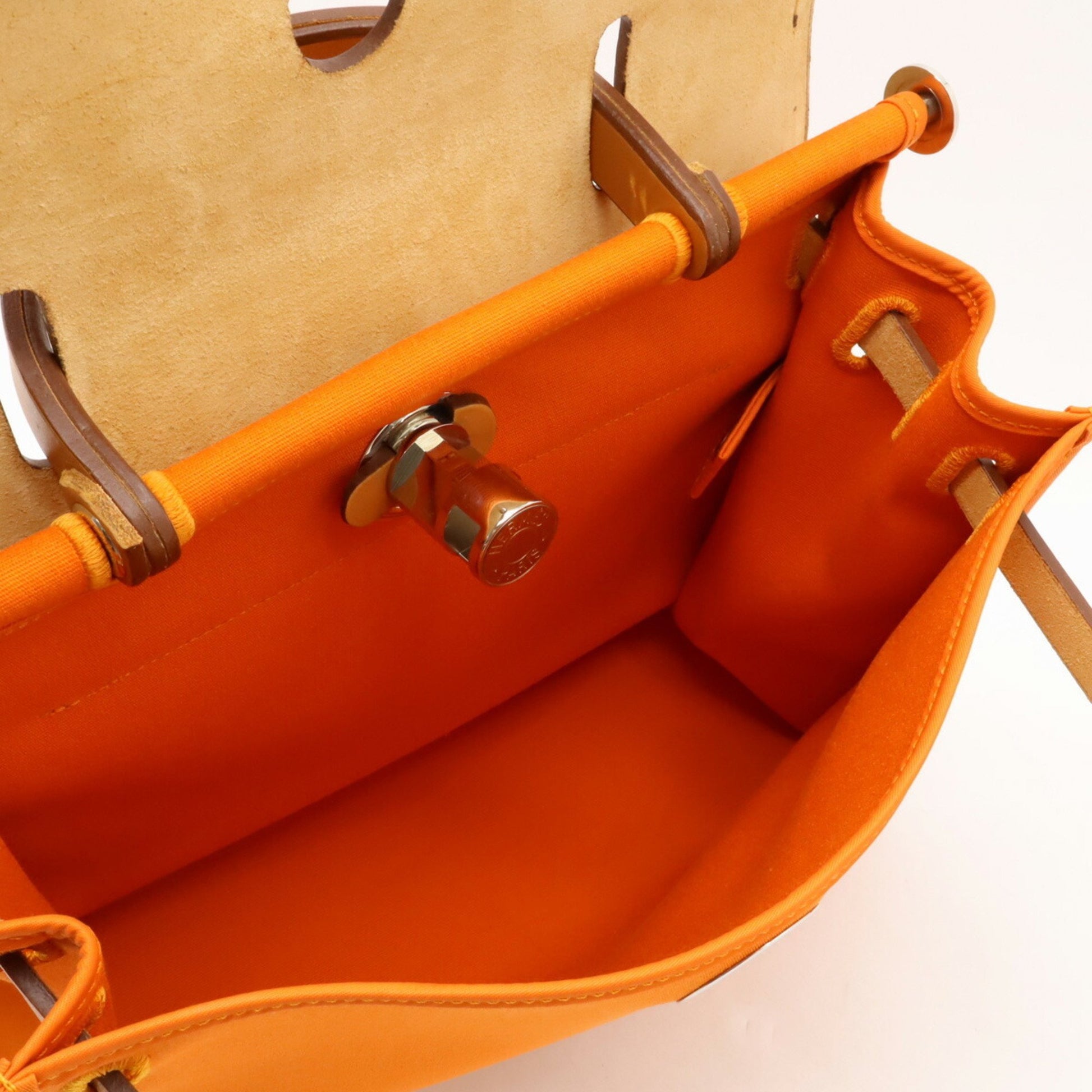 Hermès Herbag, Orange, Canvas, handbag