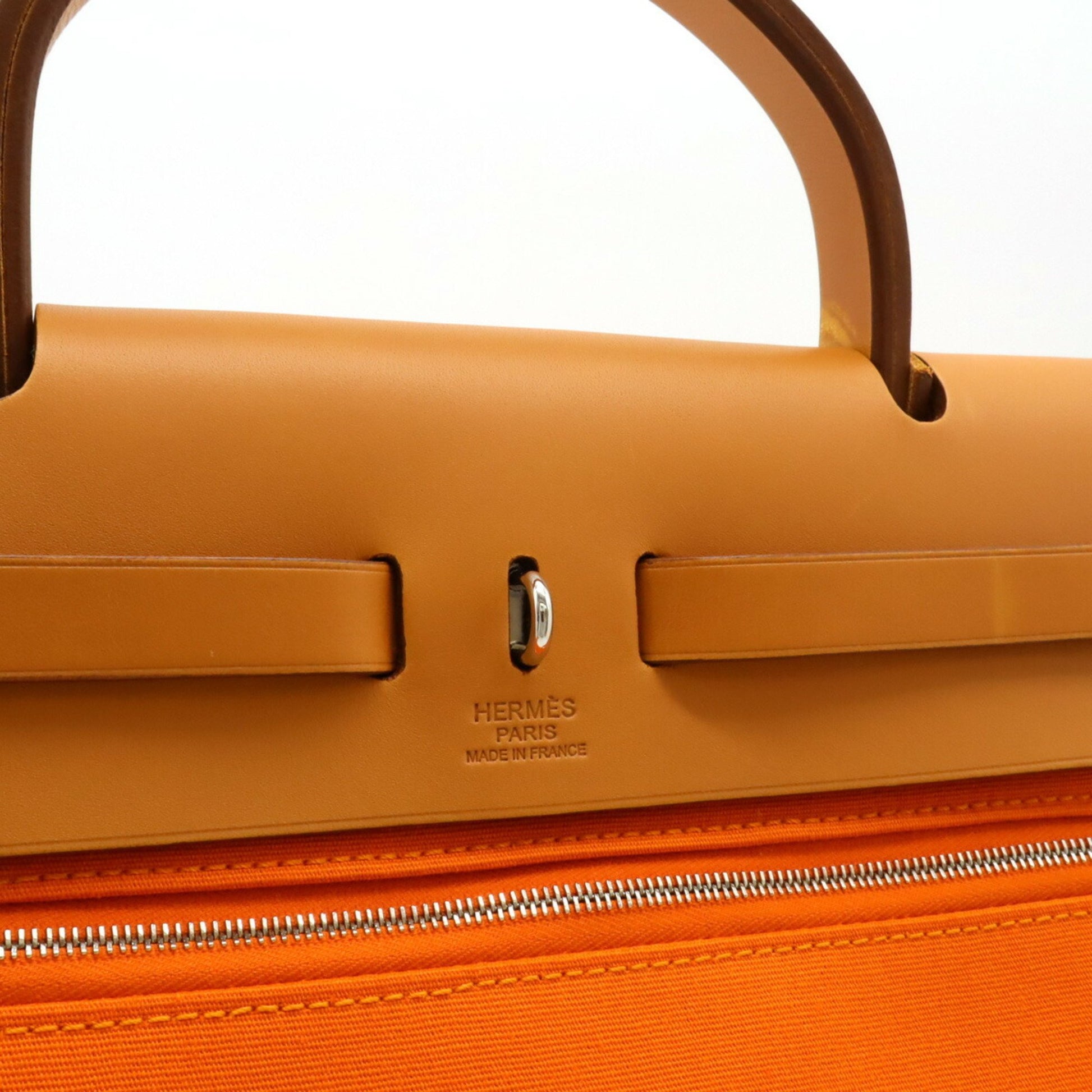 Hermès Herbag, Orange, Canvas, handbag