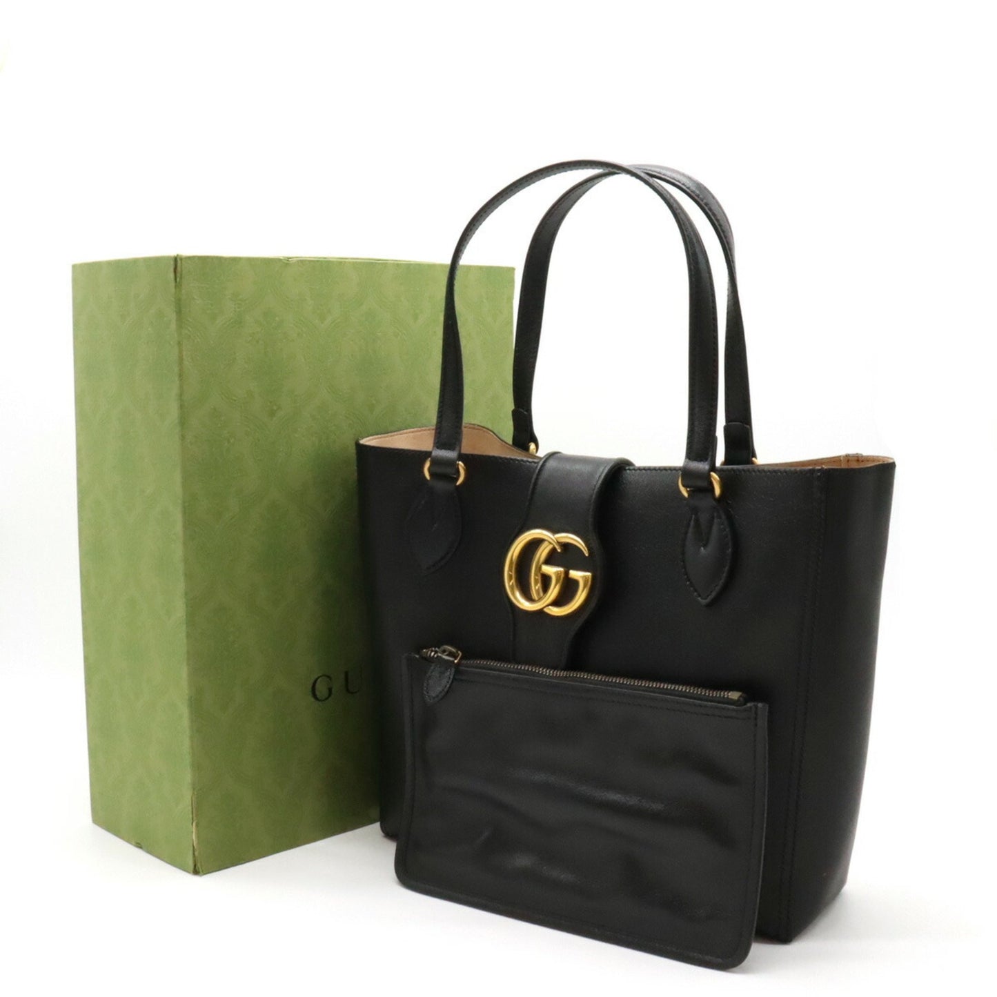 Gucci GG Marmont, Black, Leather, tote