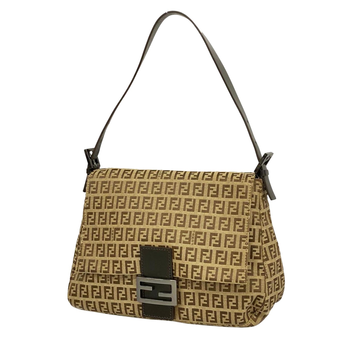 Fendi Mamma Baguette, Brown, Canvas, handbag