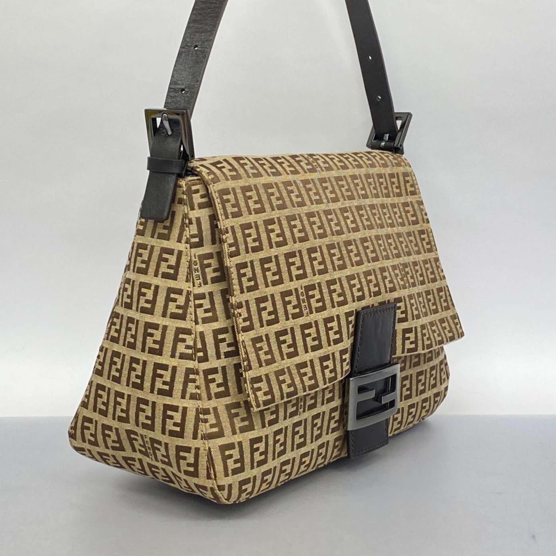 Fendi Mamma Baguette, Brown, Canvas, handbag