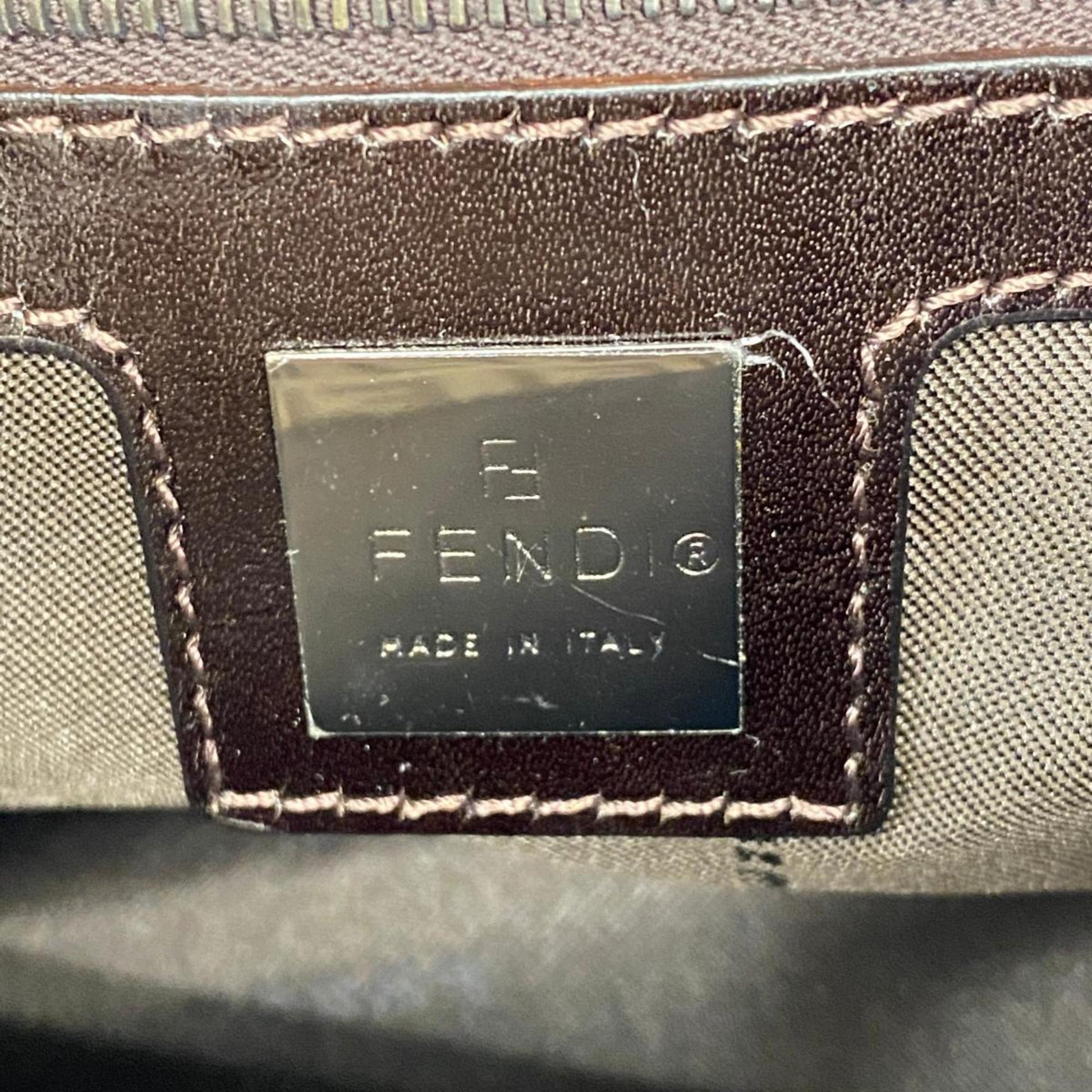 Fendi Mamma Baguette, Brown, Canvas, handbag