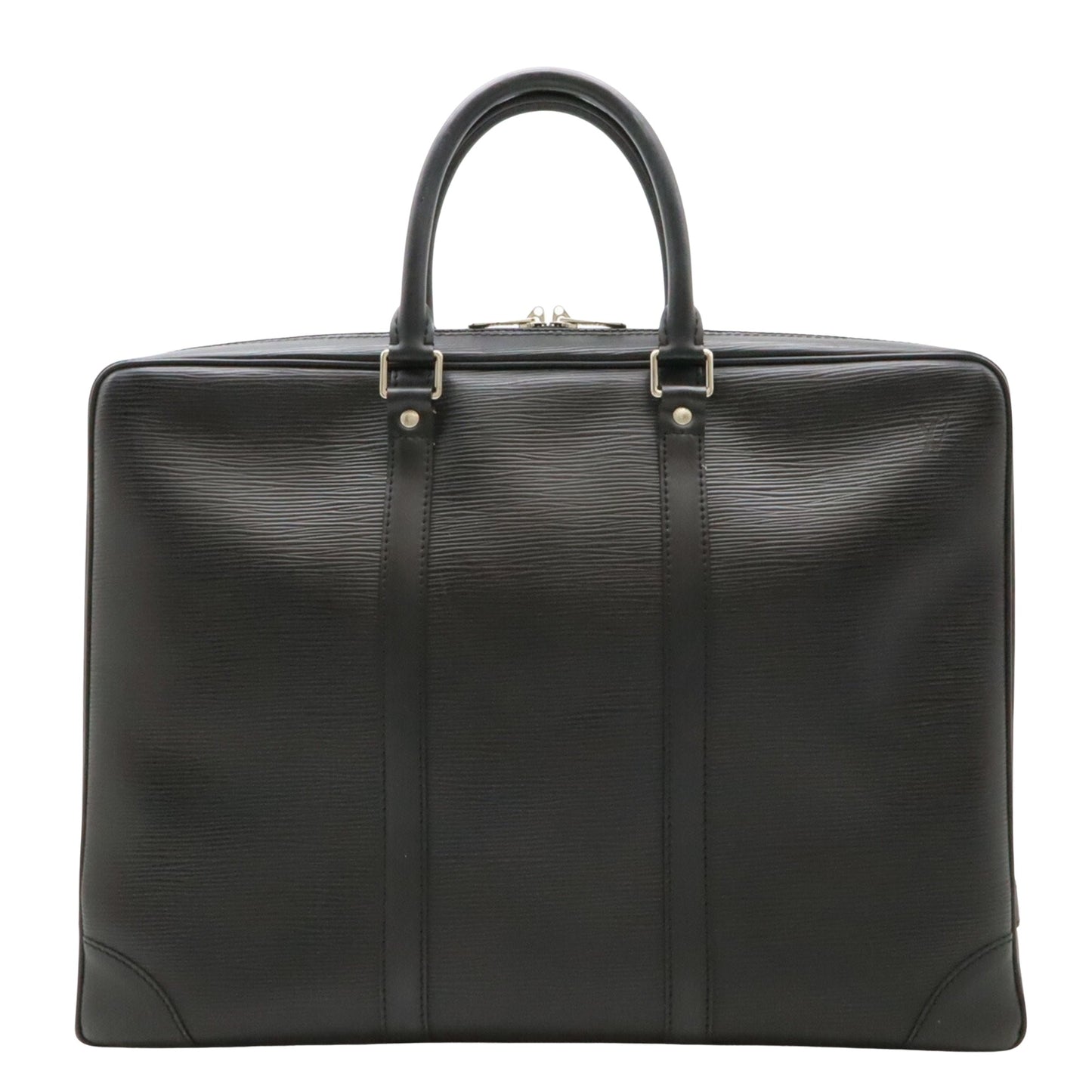 Louis Vuitton Porte Documents Voyage, Black, Leather, briefcase