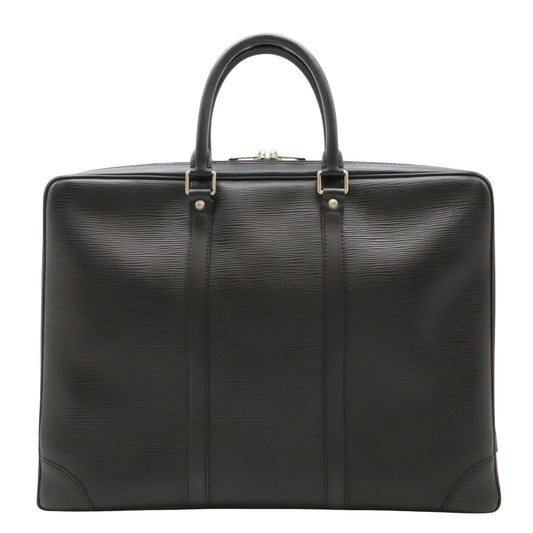 Louis Vuitton Porte Documents Voyage, Black, Leather, briefcase