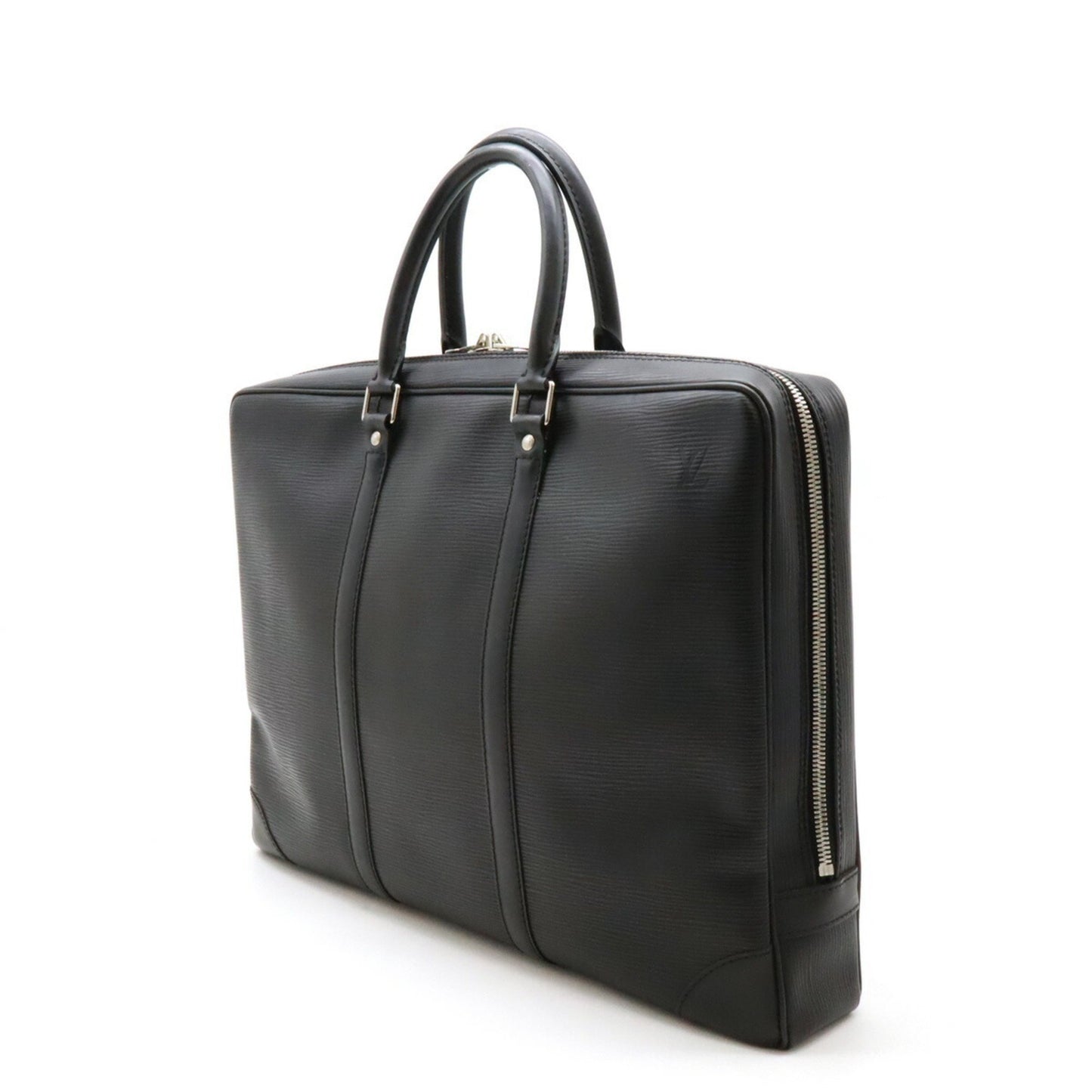 Louis Vuitton Porte Documents Voyage, Black, Leather, briefcase