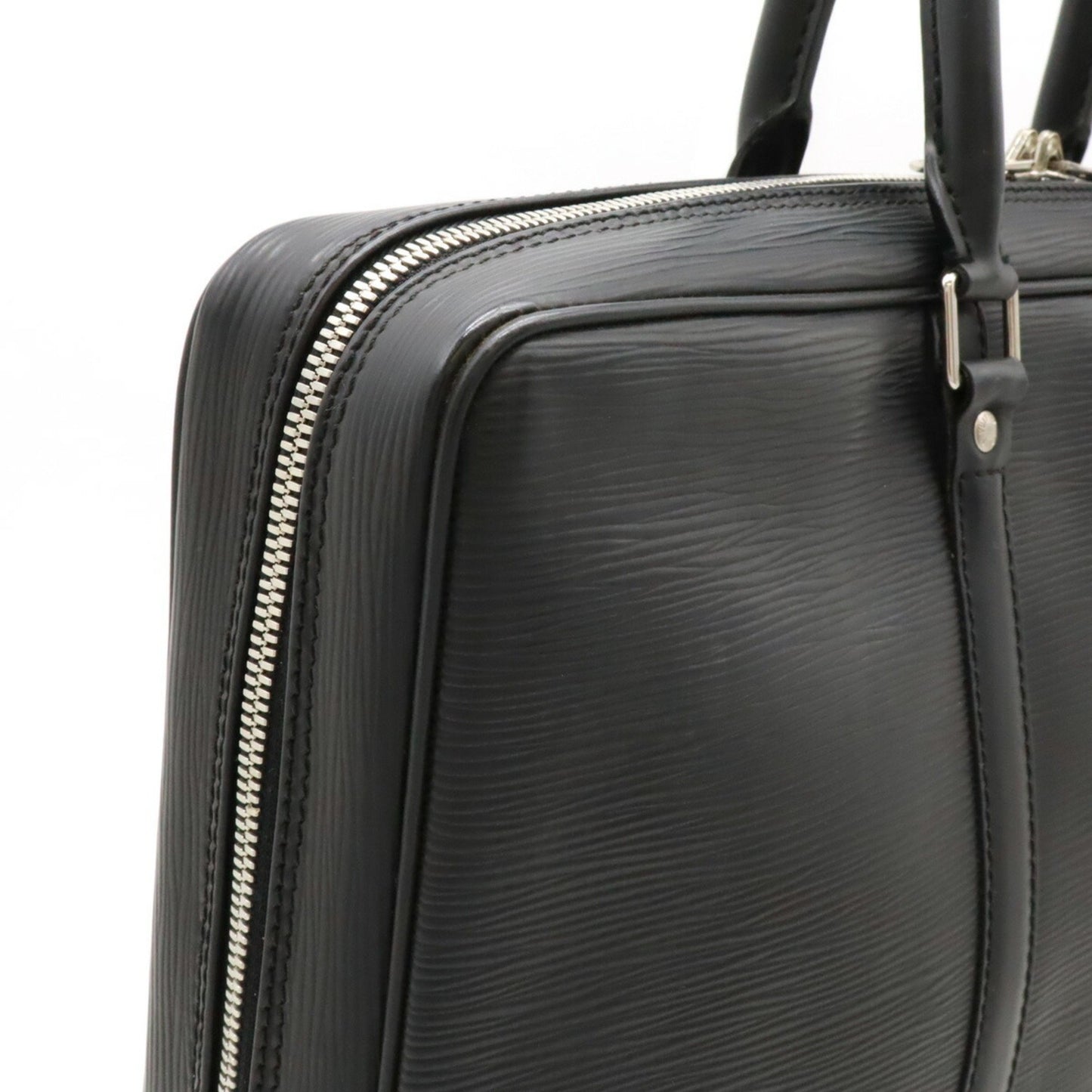 Louis Vuitton Porte Documents Voyage, Black, Leather, briefcase