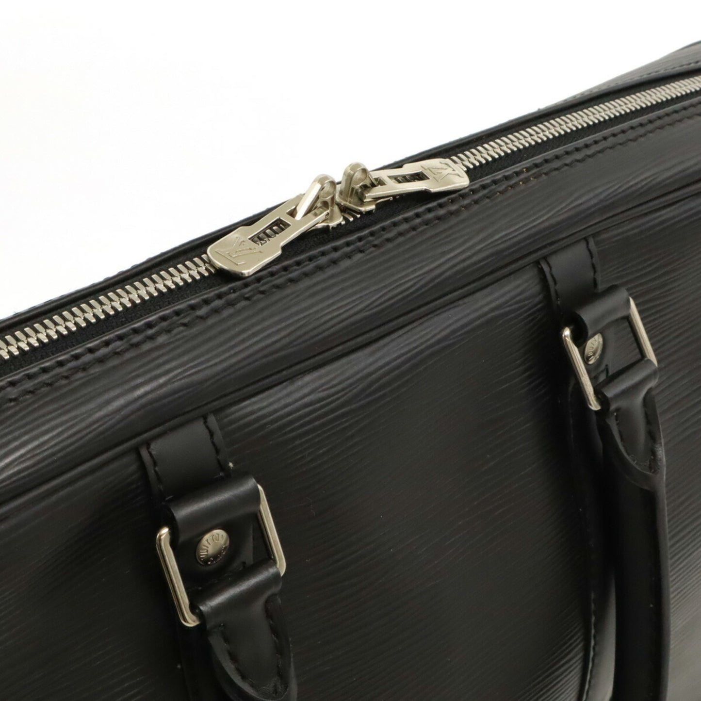 Louis Vuitton Porte Documents Voyage, Black, Leather, briefcase