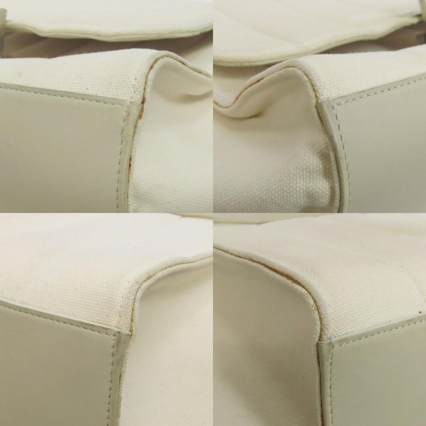 Céline Trapèze, White, Canvas, handbag