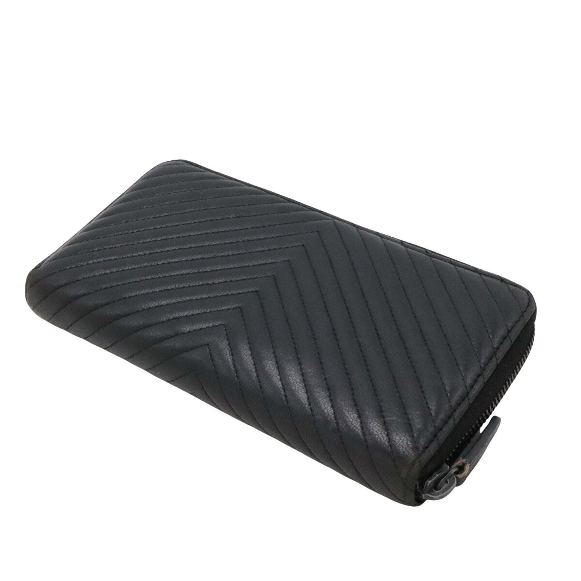 Chanel Chevron, Black, Leather, wallet