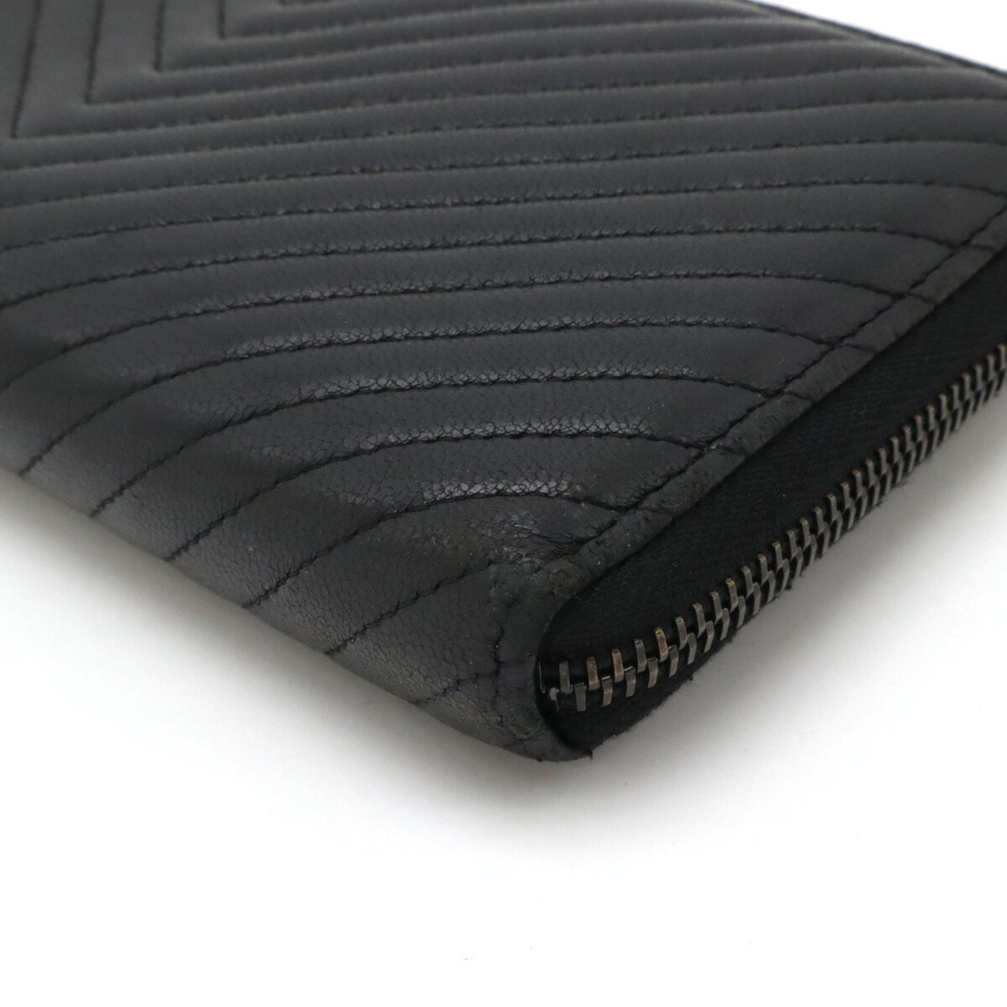 Chanel Chevron, Black, Leather, wallet