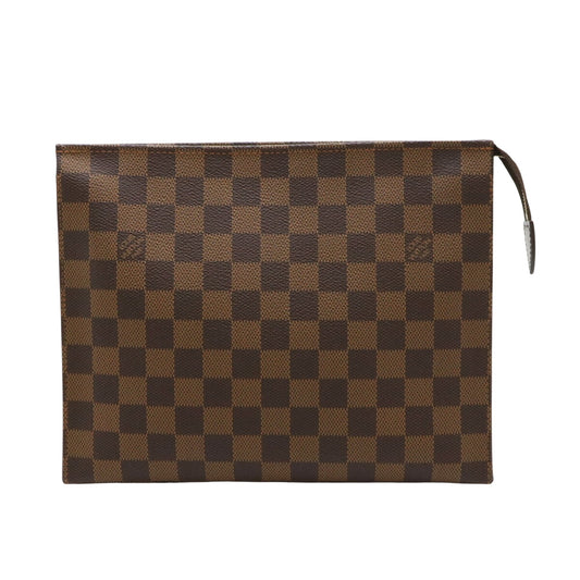 Louis Vuitton Poche Toilette, Brown, Canvas, clutch