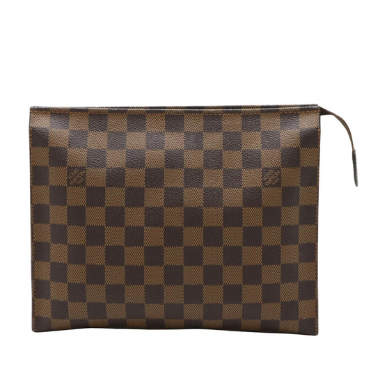 Louis Vuitton Poche Toilette, Brown, Canvas, clutch