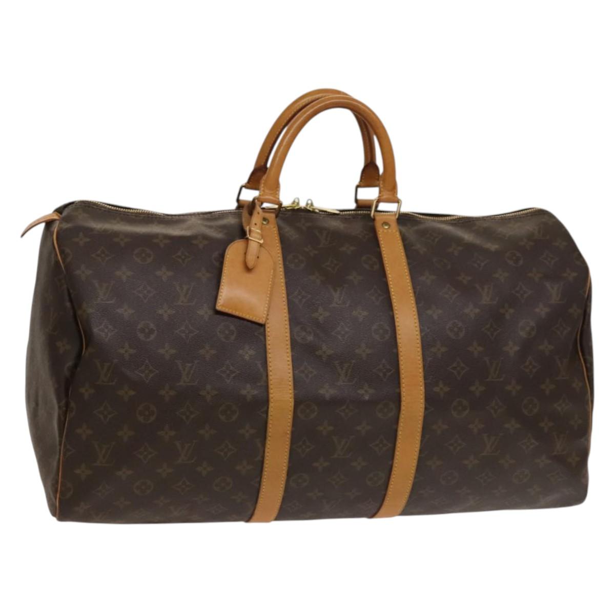 Louis Vuitton Keepall Bag Monogram Canvas, BROWN, CANVAS, Travel bag