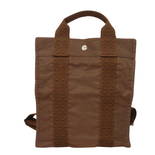 Hermès Herline, Brown, Canvas, backpack